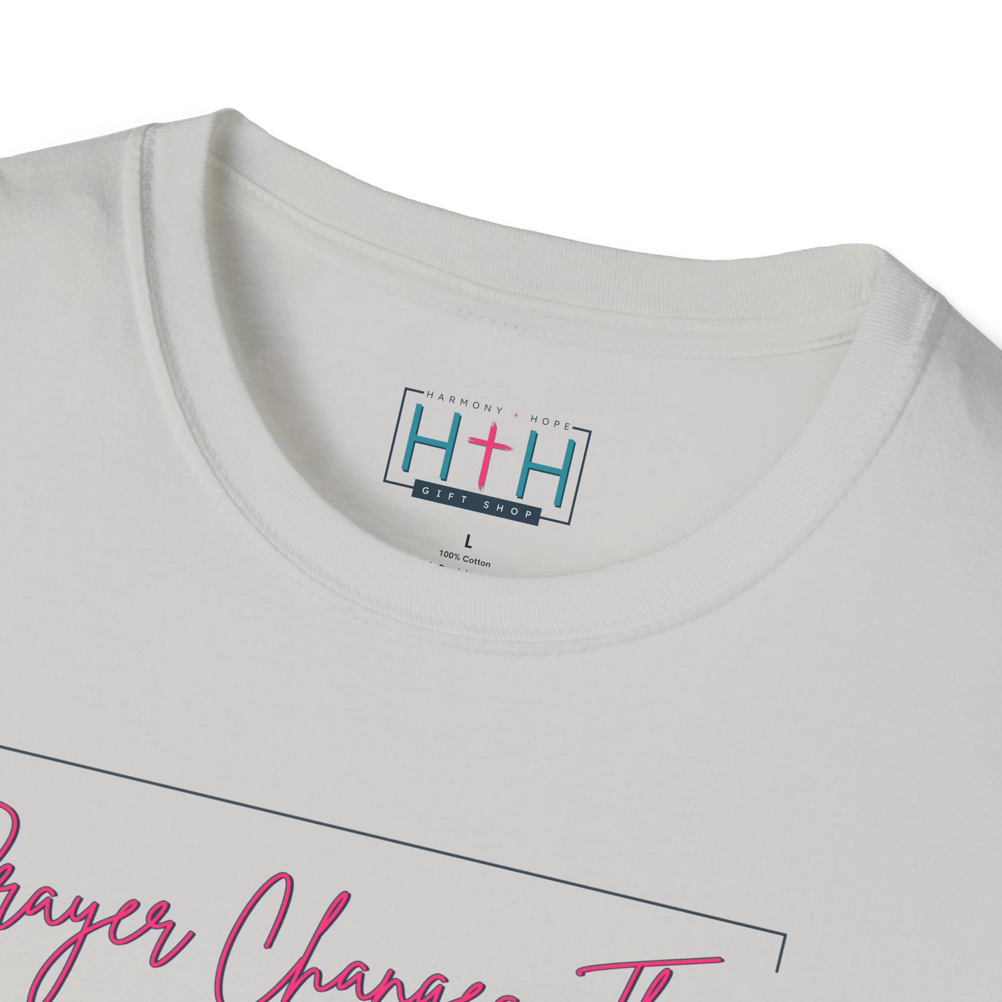 Calligraphy Casual "Prayer Changes Things" - Inspirational Unisex T-Shirt