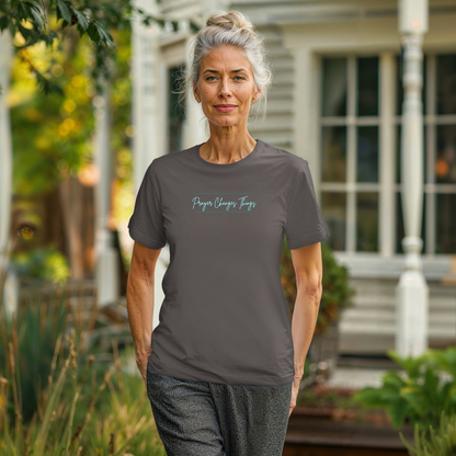 Calligraphy Casual "Prayer Changes Things" - Inspirational Unisex T-Shirt