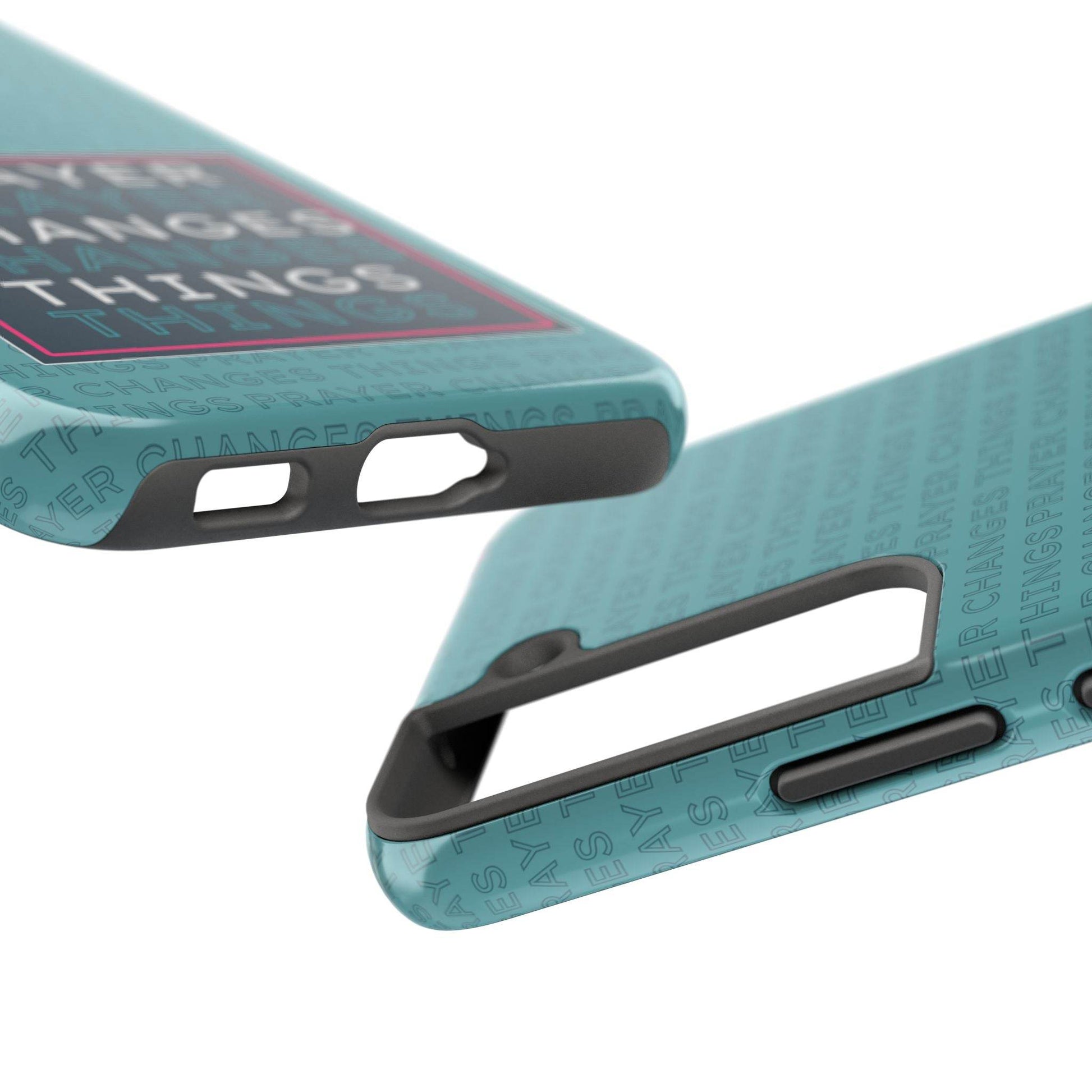 Prayer Changes Things Phone Case – Teal Blue Faith Design - Harmony + Hope