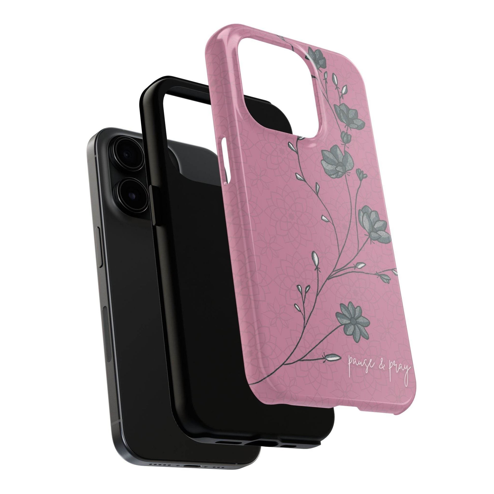 Pause & Pray Phone Case – Mauve Floral Reminder - Harmony + Hope
