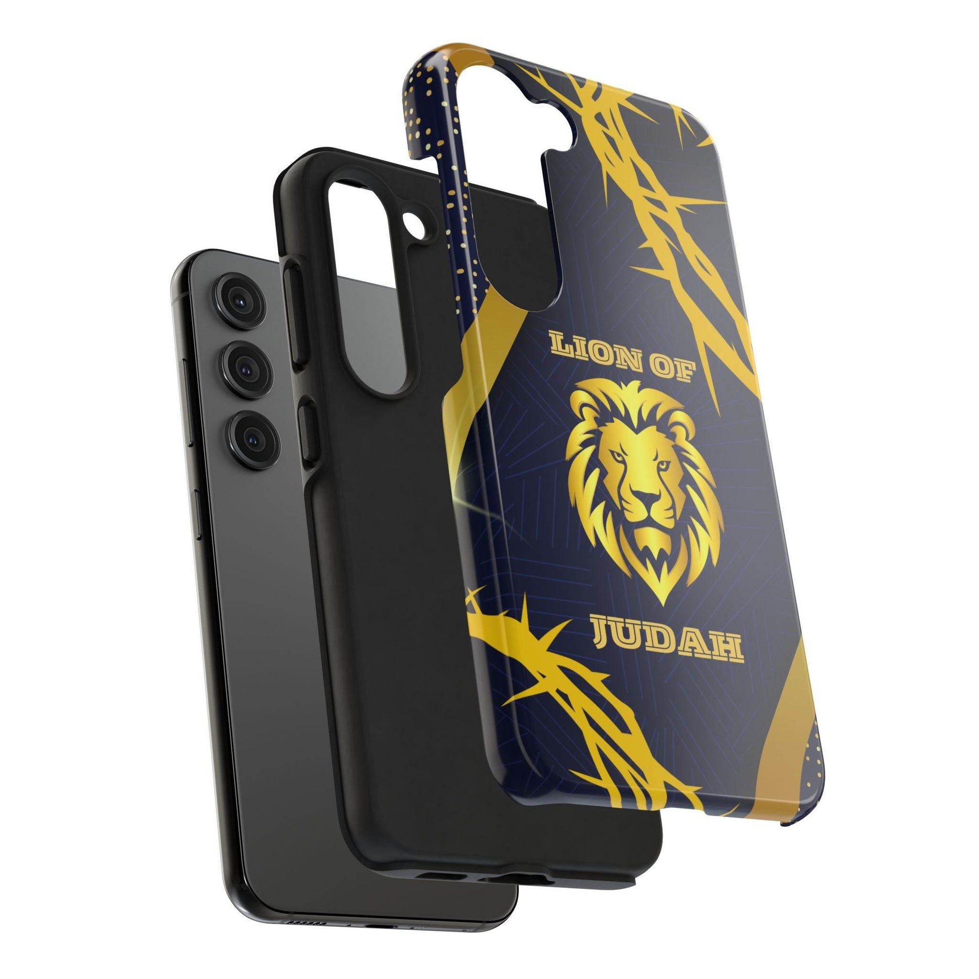 Majesty & Mercy Inspirational Phone Case – Gold Lion & Crown of Thorns - Harmony + Hope