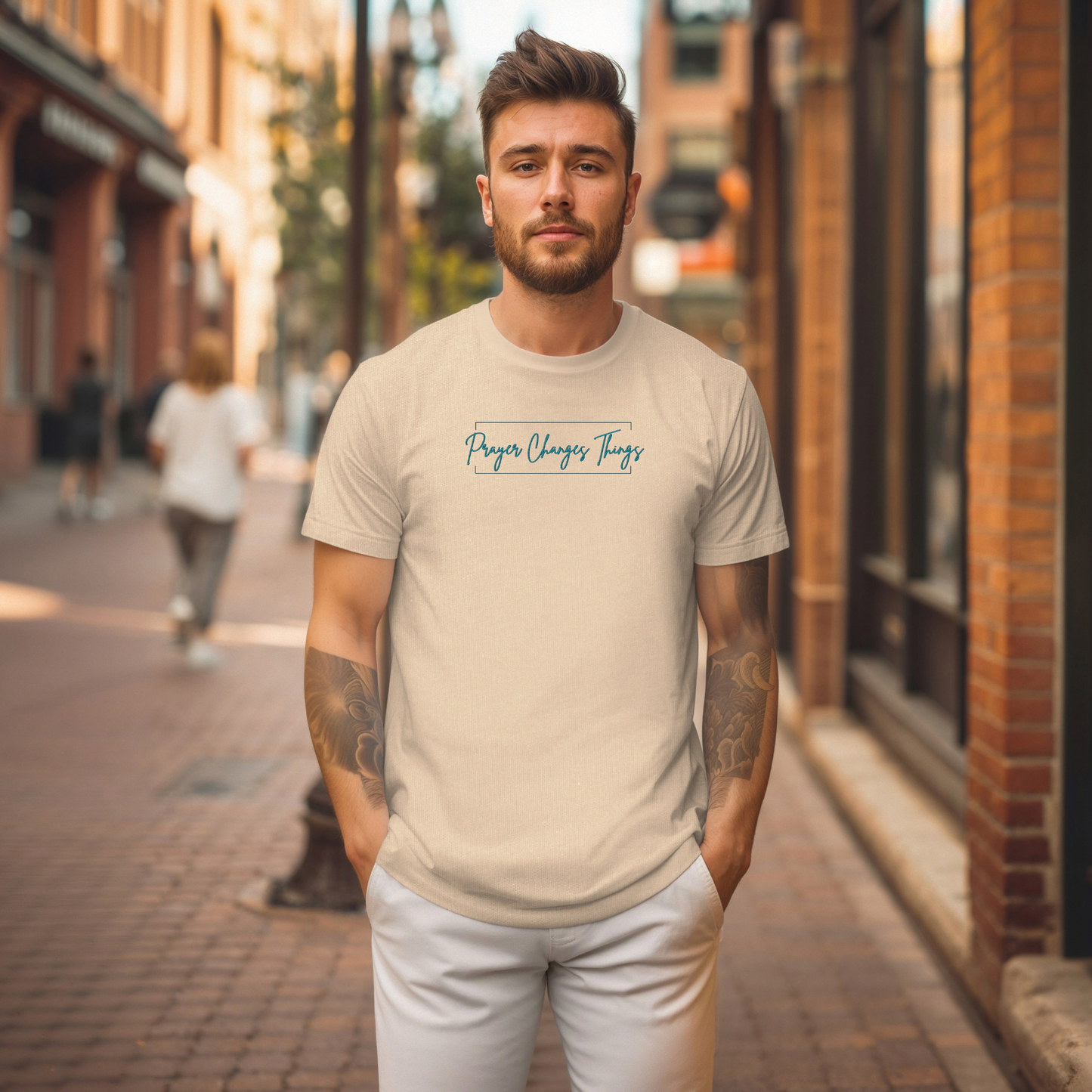 Calligraphy Casual "Prayer Changes Things" - Inspirational Unisex T-Shirt