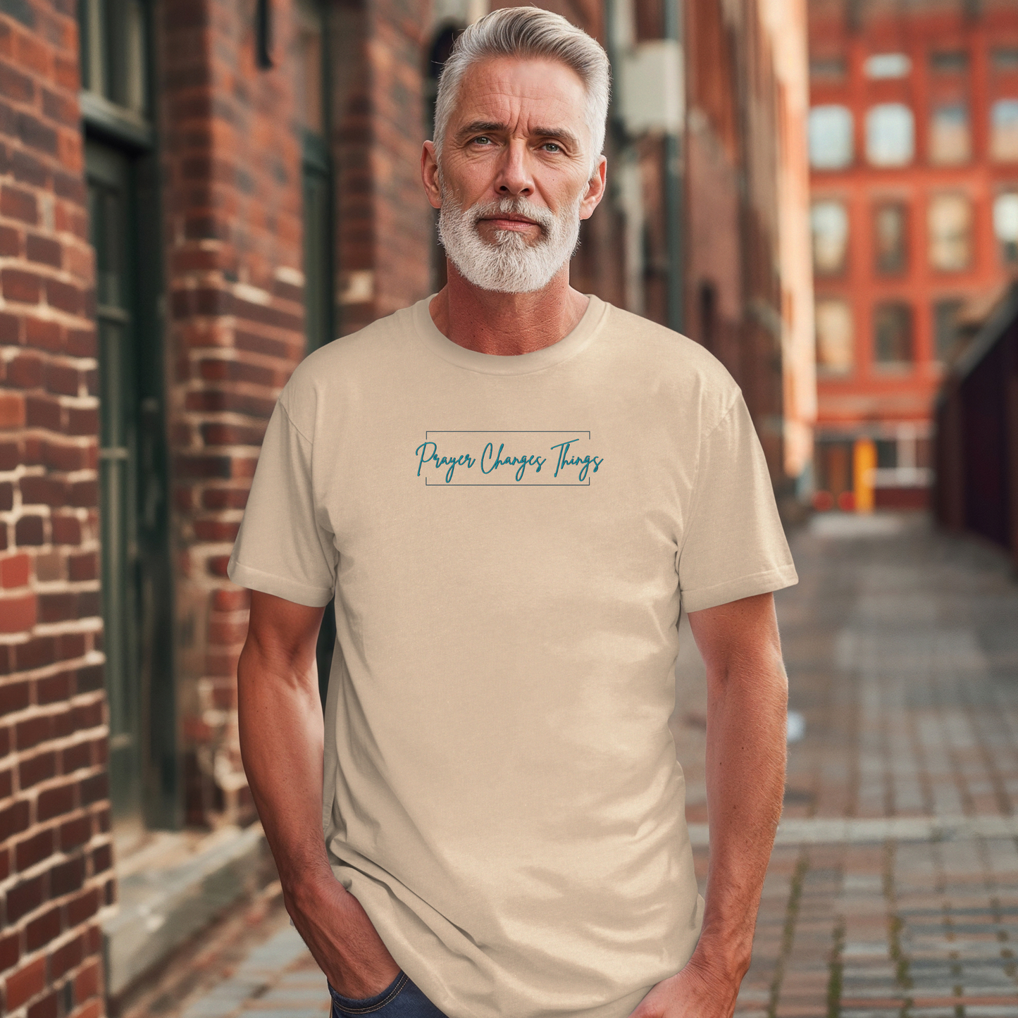 Calligraphy Casual "Prayer Changes Things" - Inspirational Unisex T-Shirt