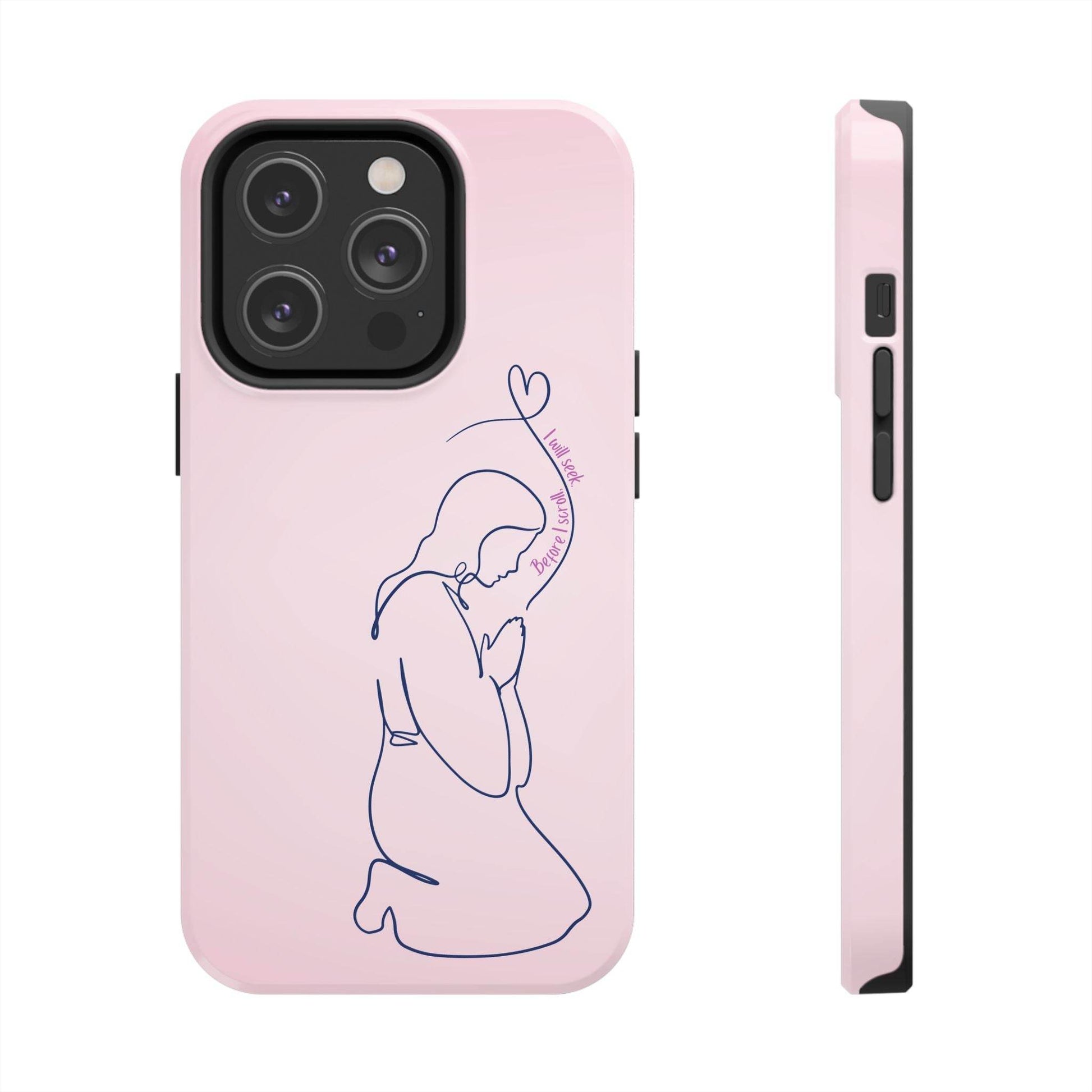 Before I Scroll, I Will Seek Phone Case – Light Pink Christian Cover - Harmony + Hope