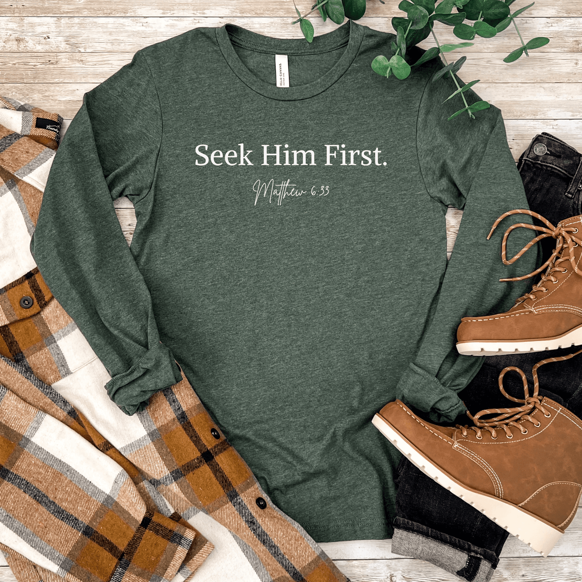 Seek Him First – Matthew 6:33 Unisex Long Sleeve Tee - Harmony + Hope