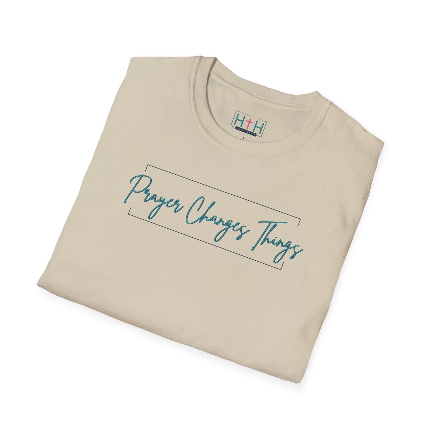 Calligraphy Casual "Prayer Changes Things" - Inspirational Unisex T-Shirt