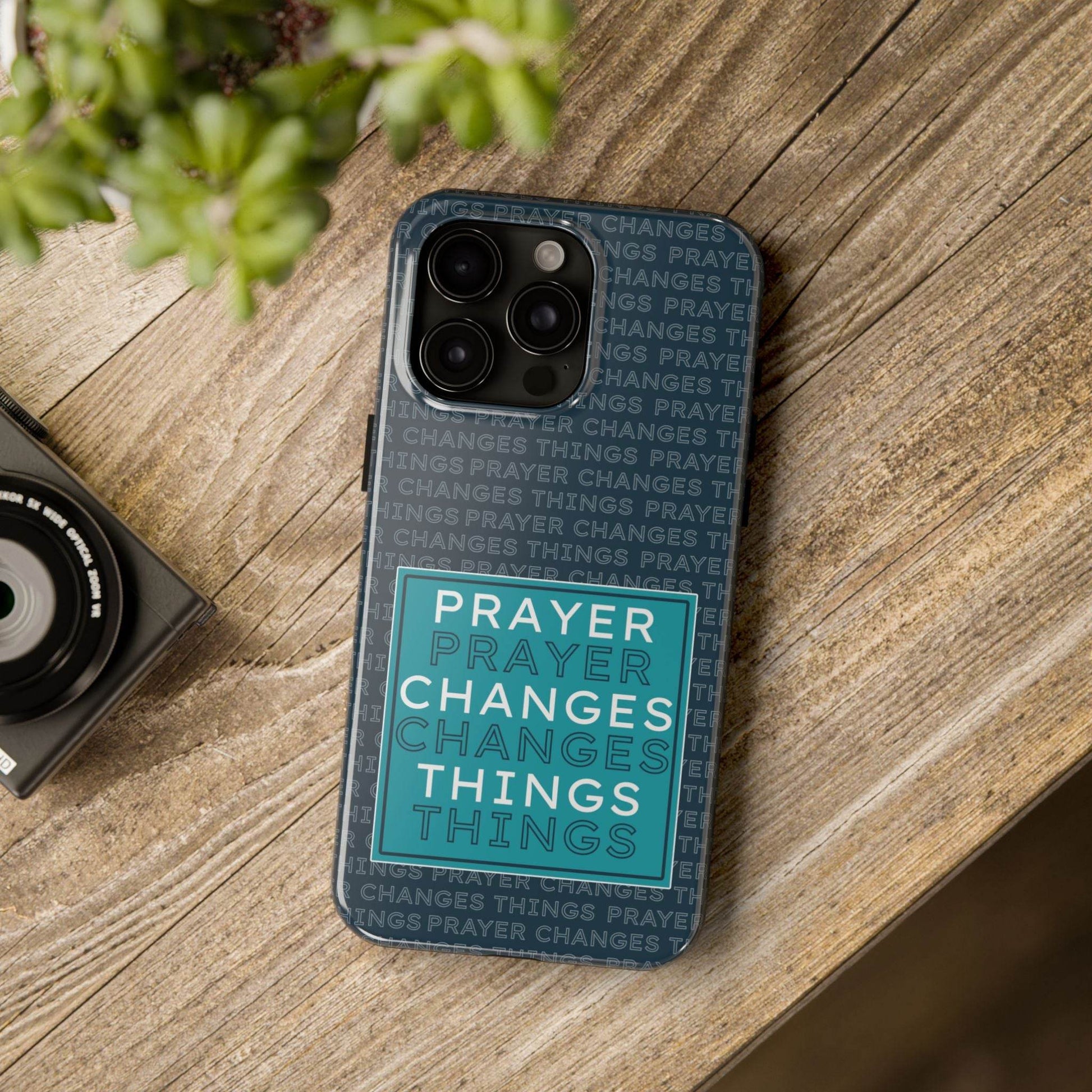 Prayer Changes Things Phone Case – Navy Blue Faith Design - Harmony + Hope