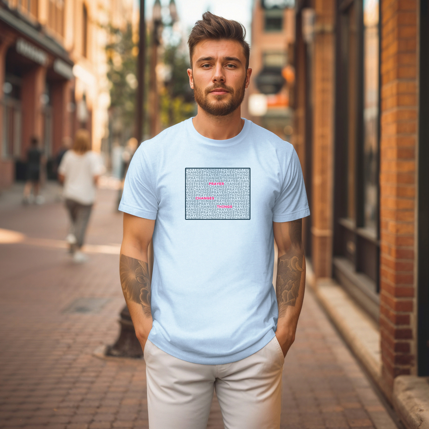 Word Cloud Design "Prayer Changes Things" - Inspirational Unisex T-Shirt
