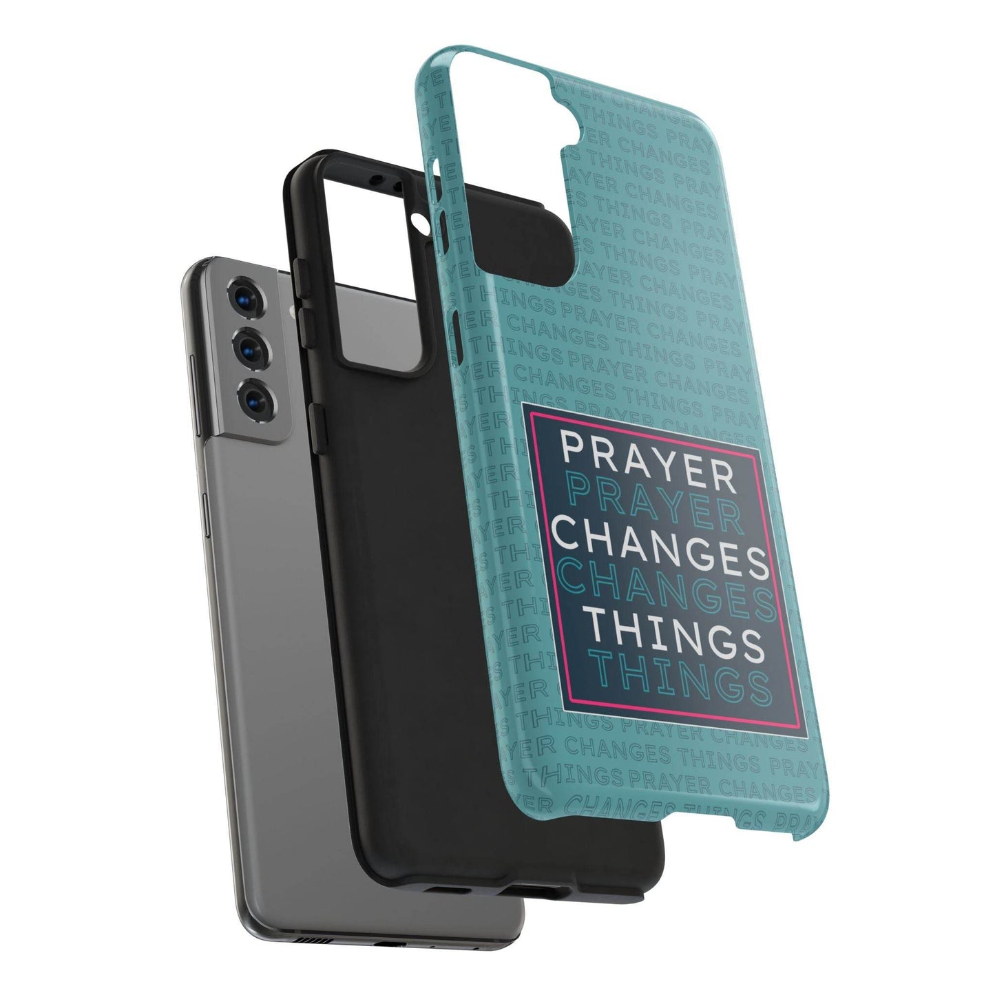 Prayer Changes Things Phone Case – Teal Blue Faith Design - Harmony + Hope