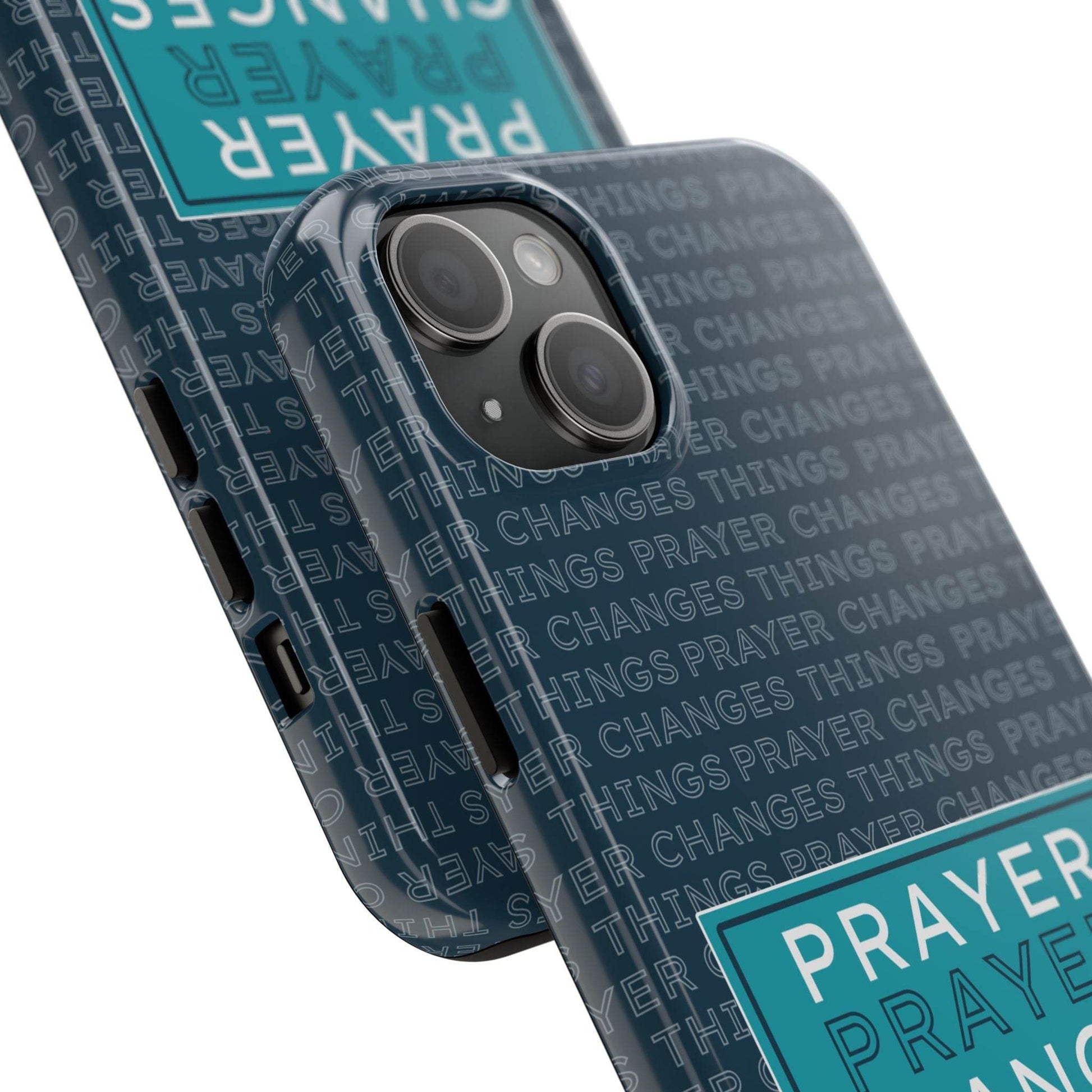Prayer Changes Things Phone Case – Navy Blue Faith Design - Harmony + Hope