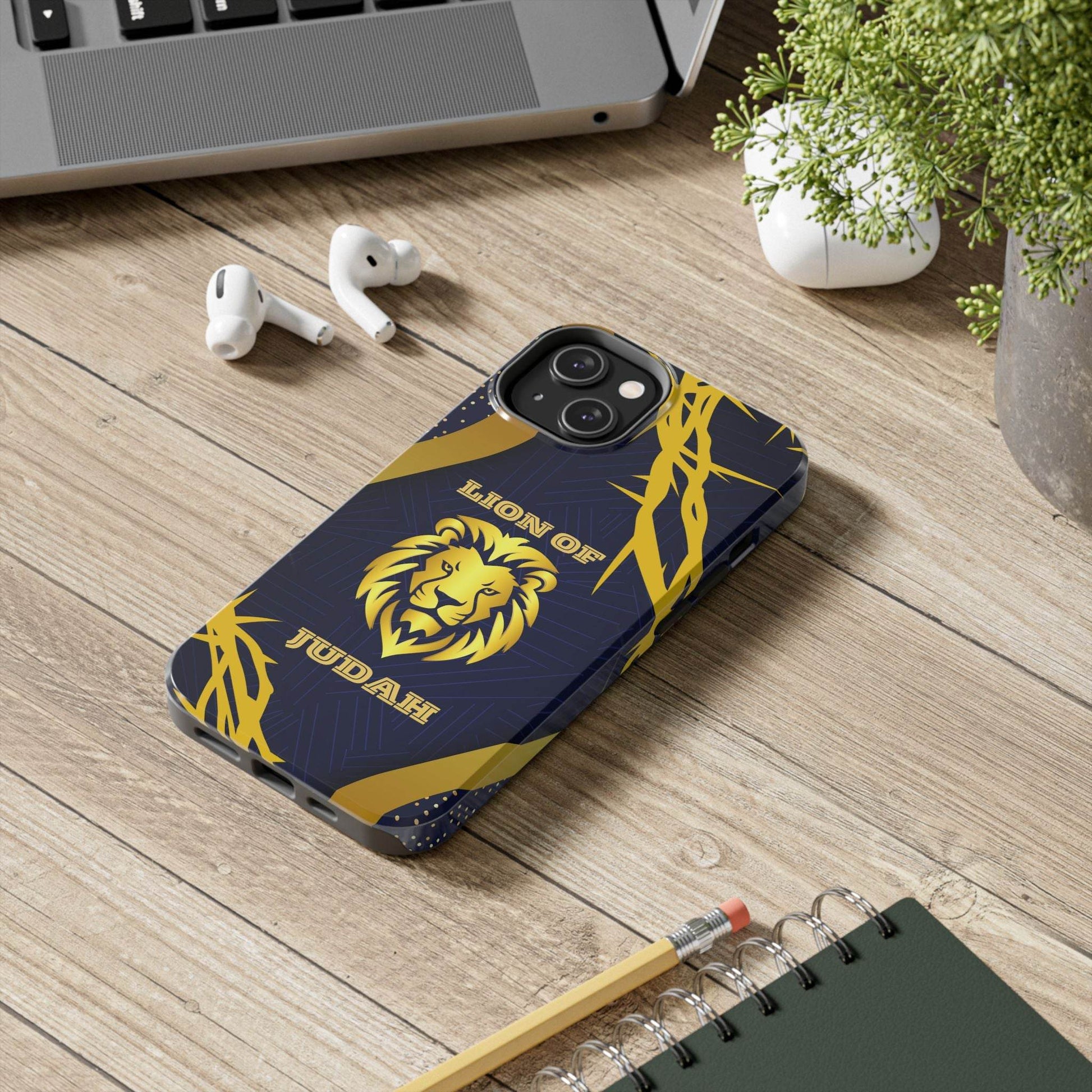 Majesty & Mercy Inspirational Phone Case – Gold Lion & Crown of Thorns - Harmony + Hope