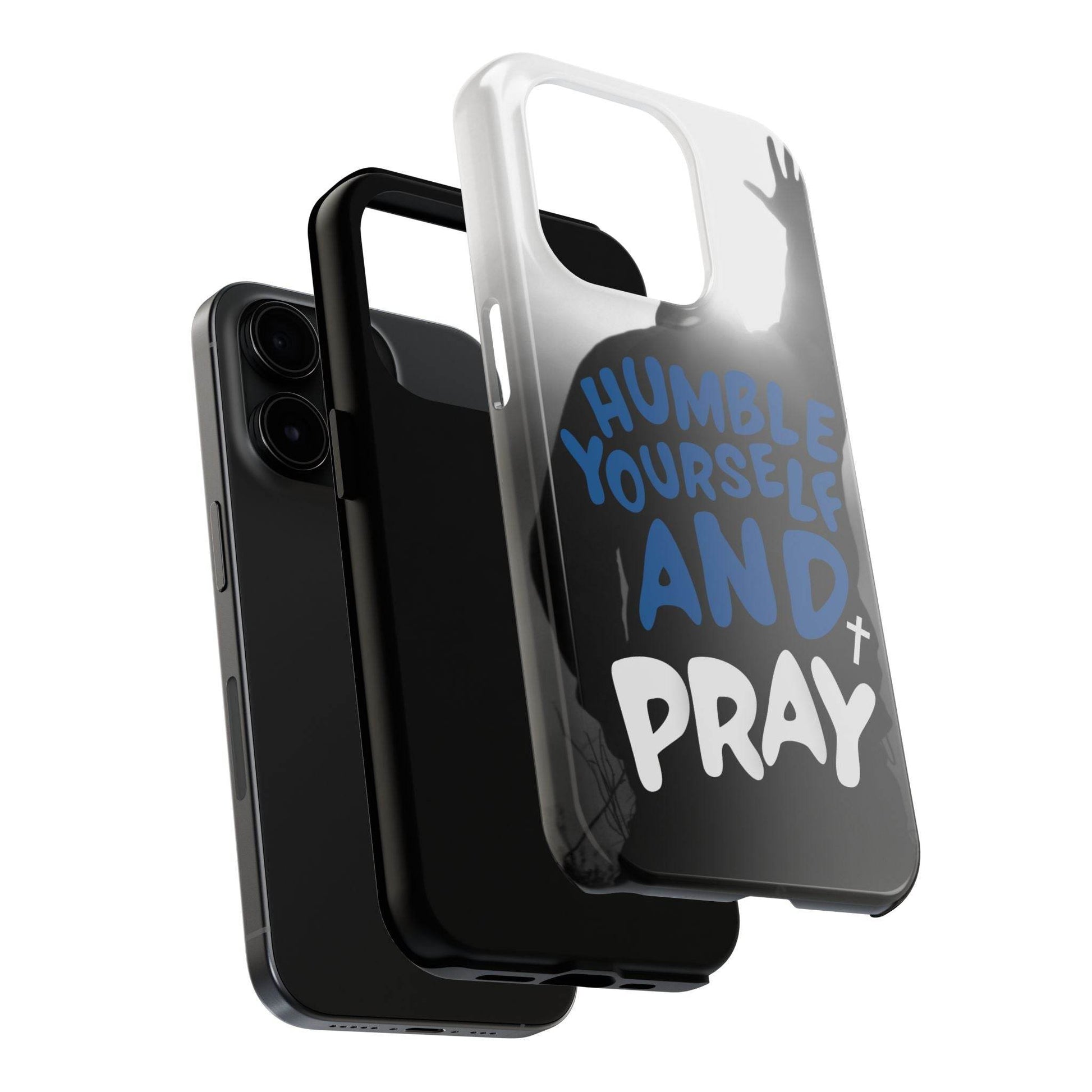 Humble Yourself and Pray Phone Case – Bold Blue Spiritual Design - Harmony + Hope