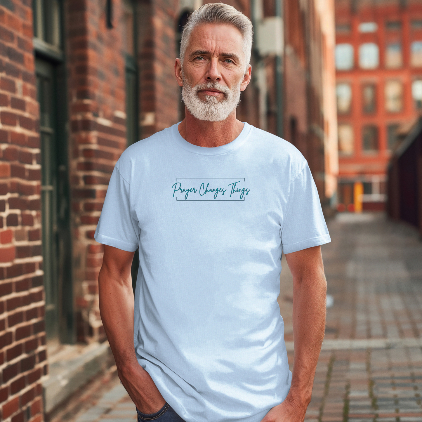Calligraphy Casual "Prayer Changes Things" - Inspirational Unisex T-Shirt