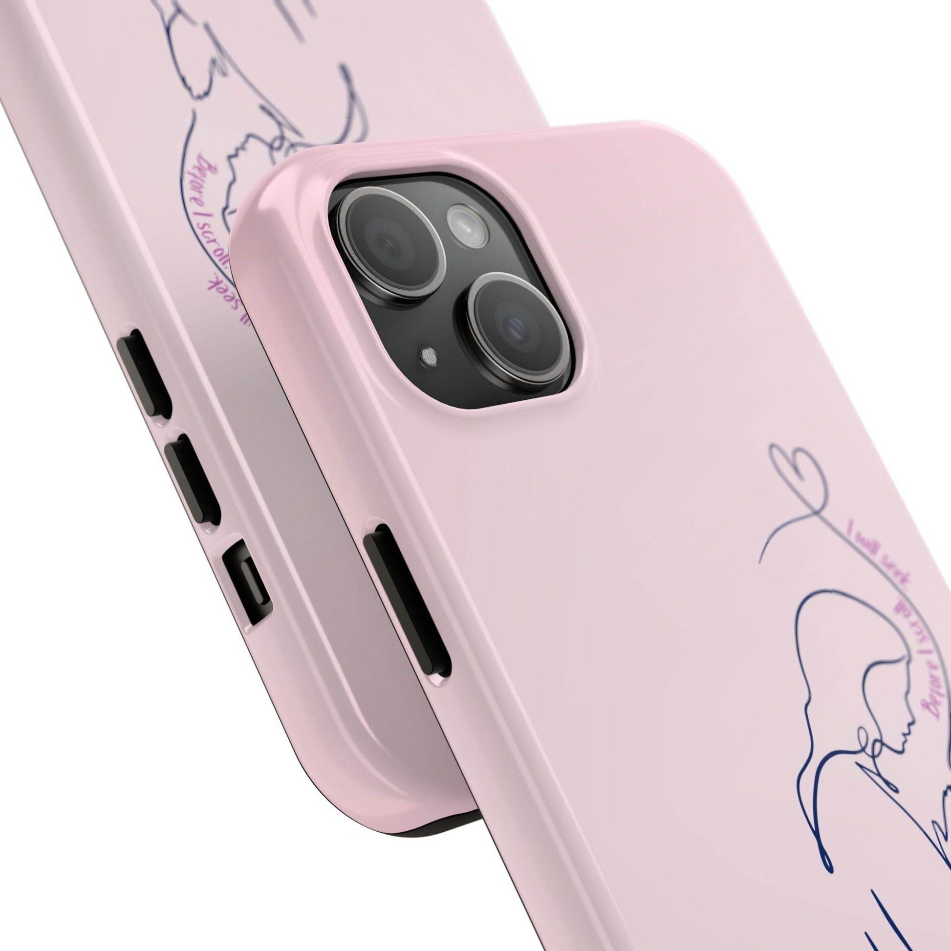 Before I Scroll, I Will Seek Phone Case – Light Pink Christian Cover - Harmony + Hope