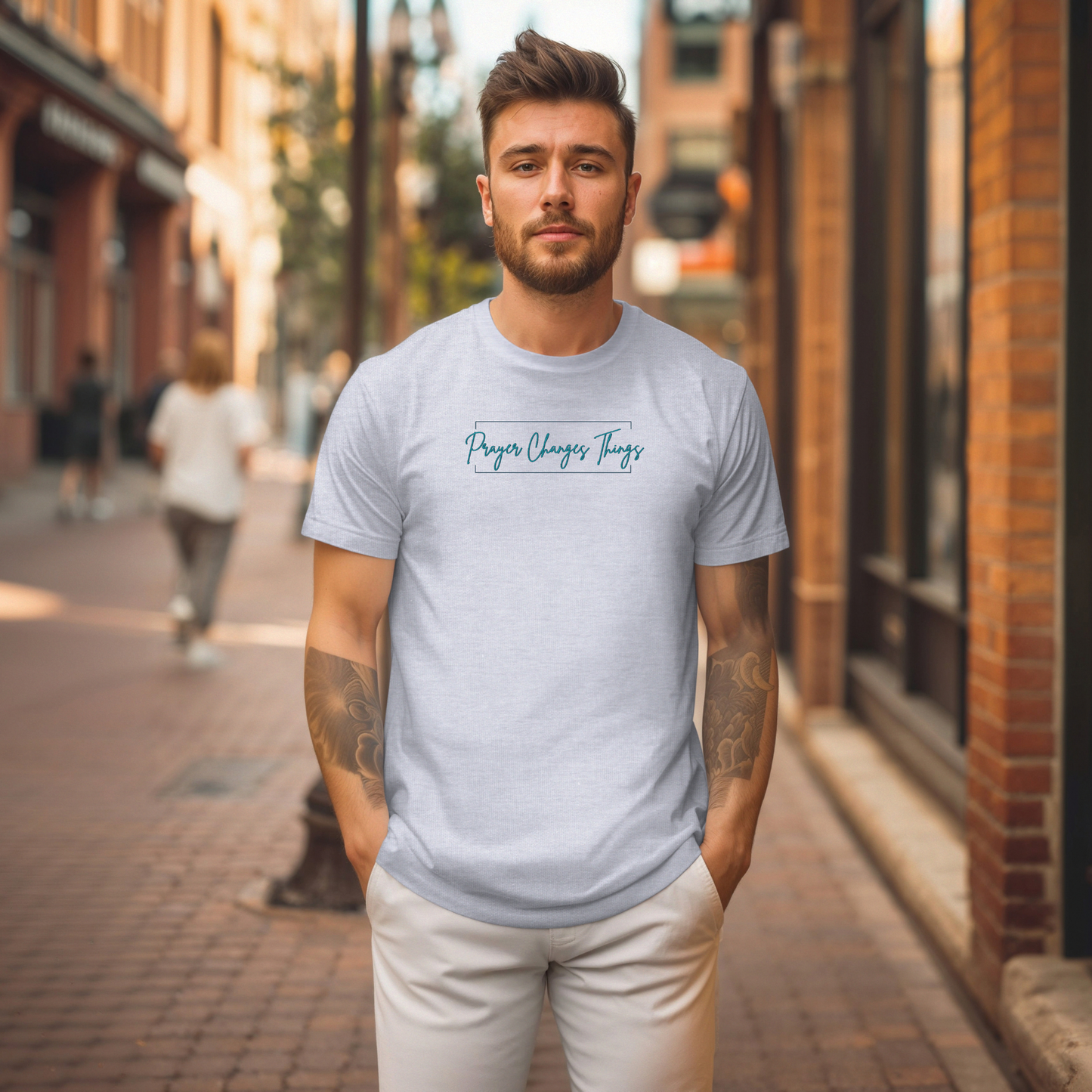 Calligraphy Casual "Prayer Changes Things" - Inspirational Unisex T-Shirt