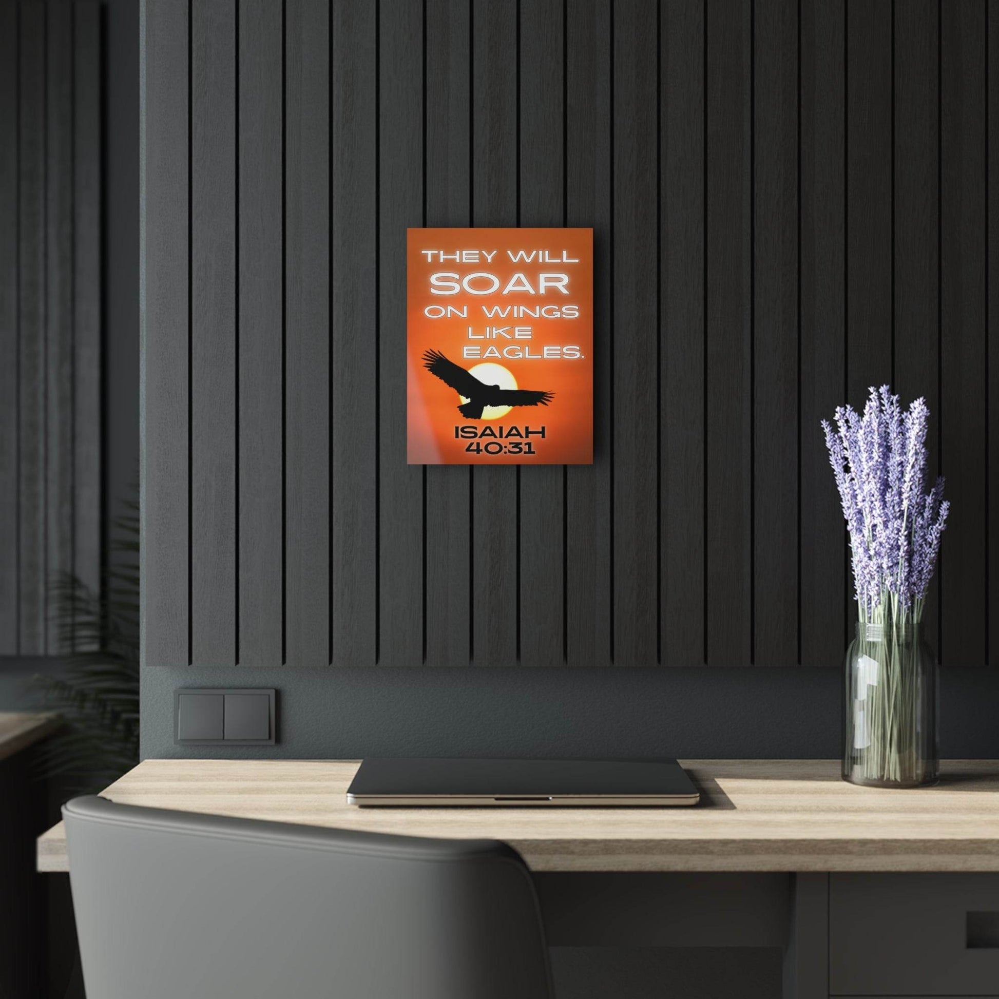 Soar on Wings Like Eagles – Isaiah 40:31 Acrylic Wall Art (Sunset Design) - Harmony + Hope