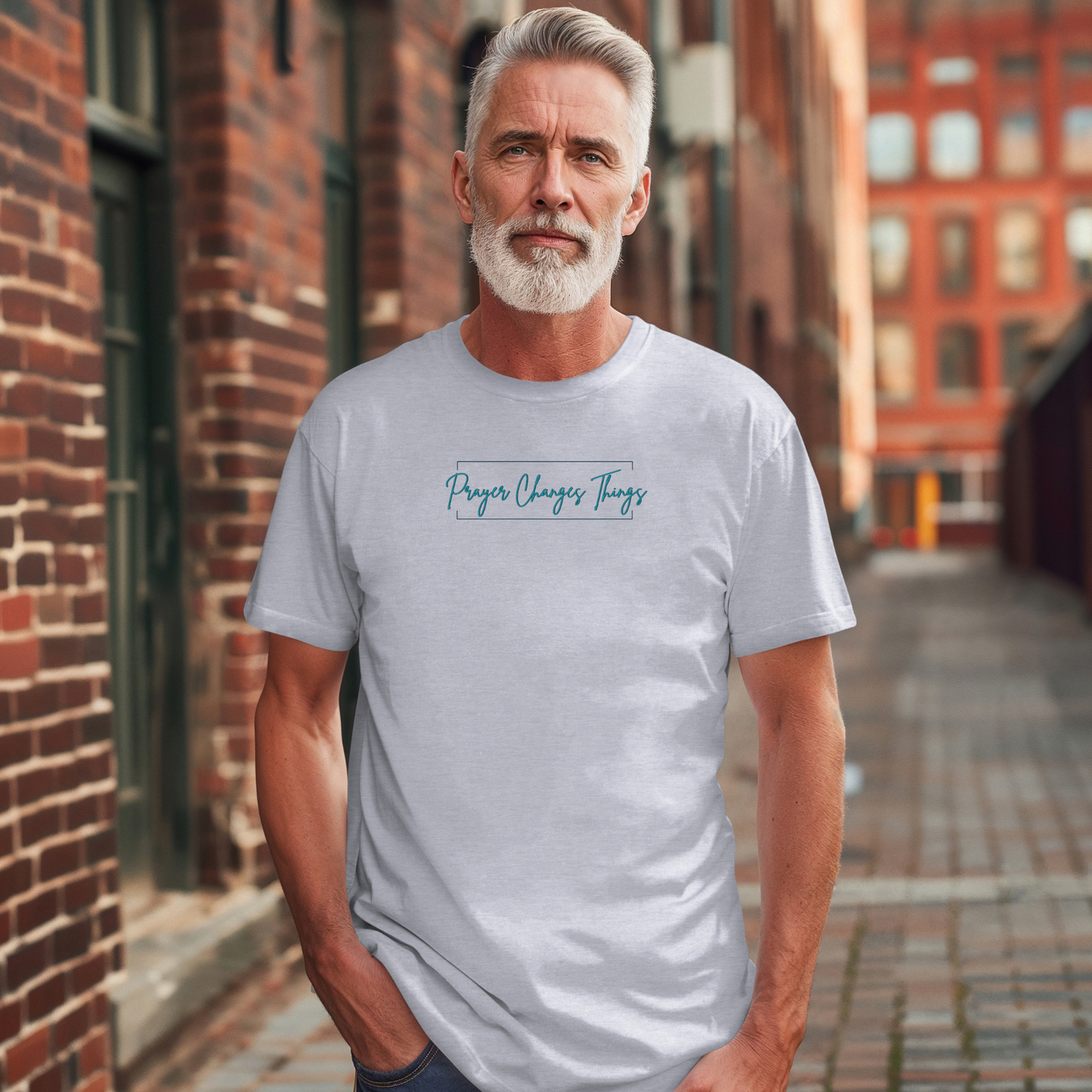 Calligraphy Casual "Prayer Changes Things" - Inspirational Unisex T-Shirt