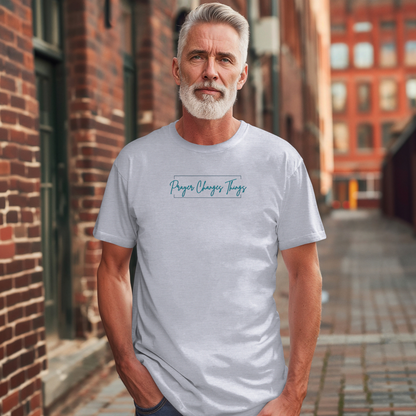 Calligraphy Casual "Prayer Changes Things" - Inspirational Unisex T-Shirt