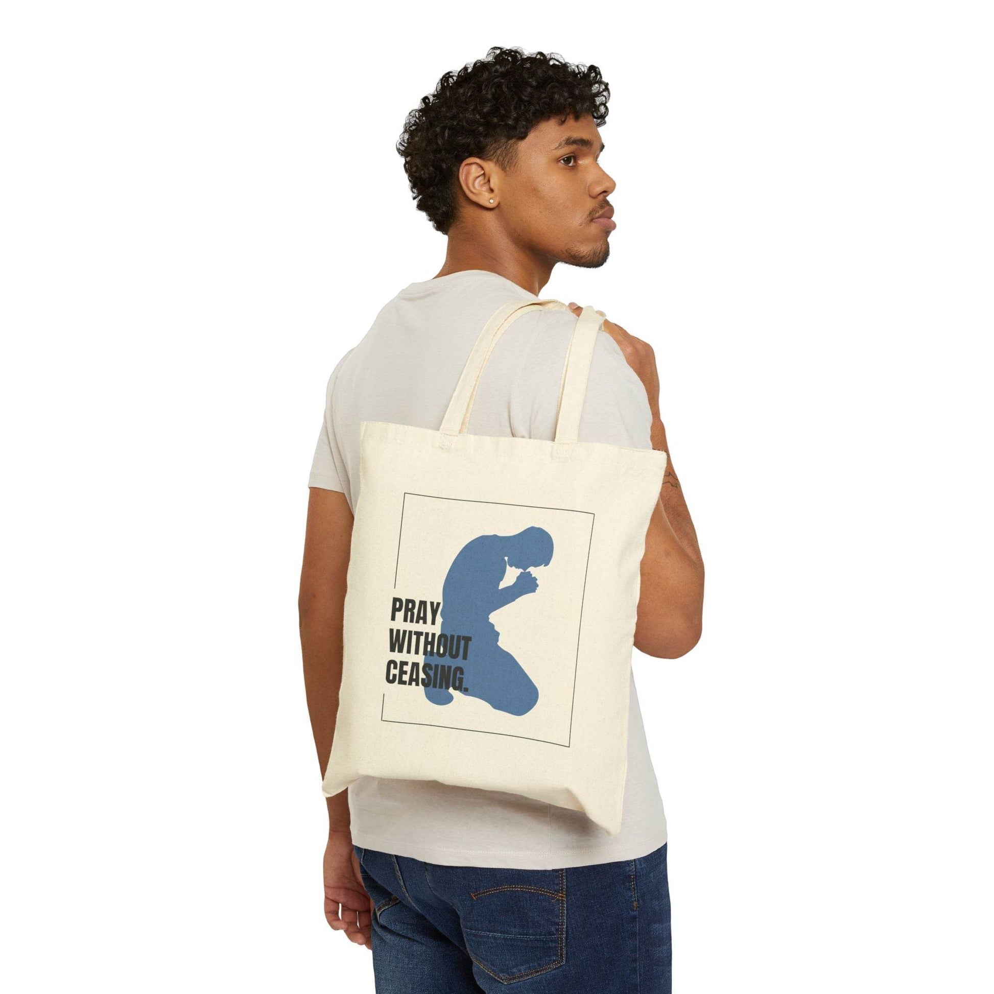 Pray Without Ceasing Canvas Tote – Men’s Christian Tote Bag - Harmony + Hope