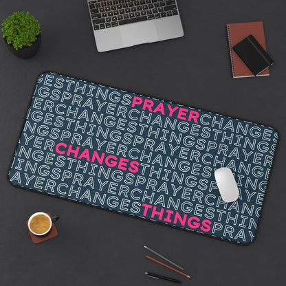 Prayer Changes Things – Word Search Desk Mat (Navy & Pink) - Harmony + Hope