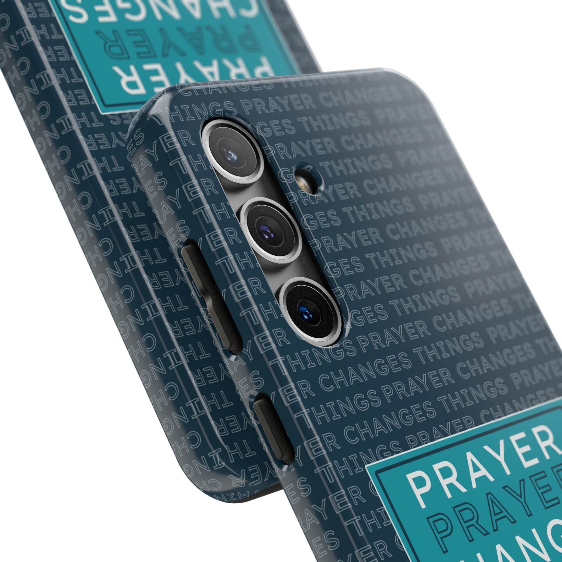Prayer Changes Things Phone Case – Navy Blue Faith Design - Harmony + Hope