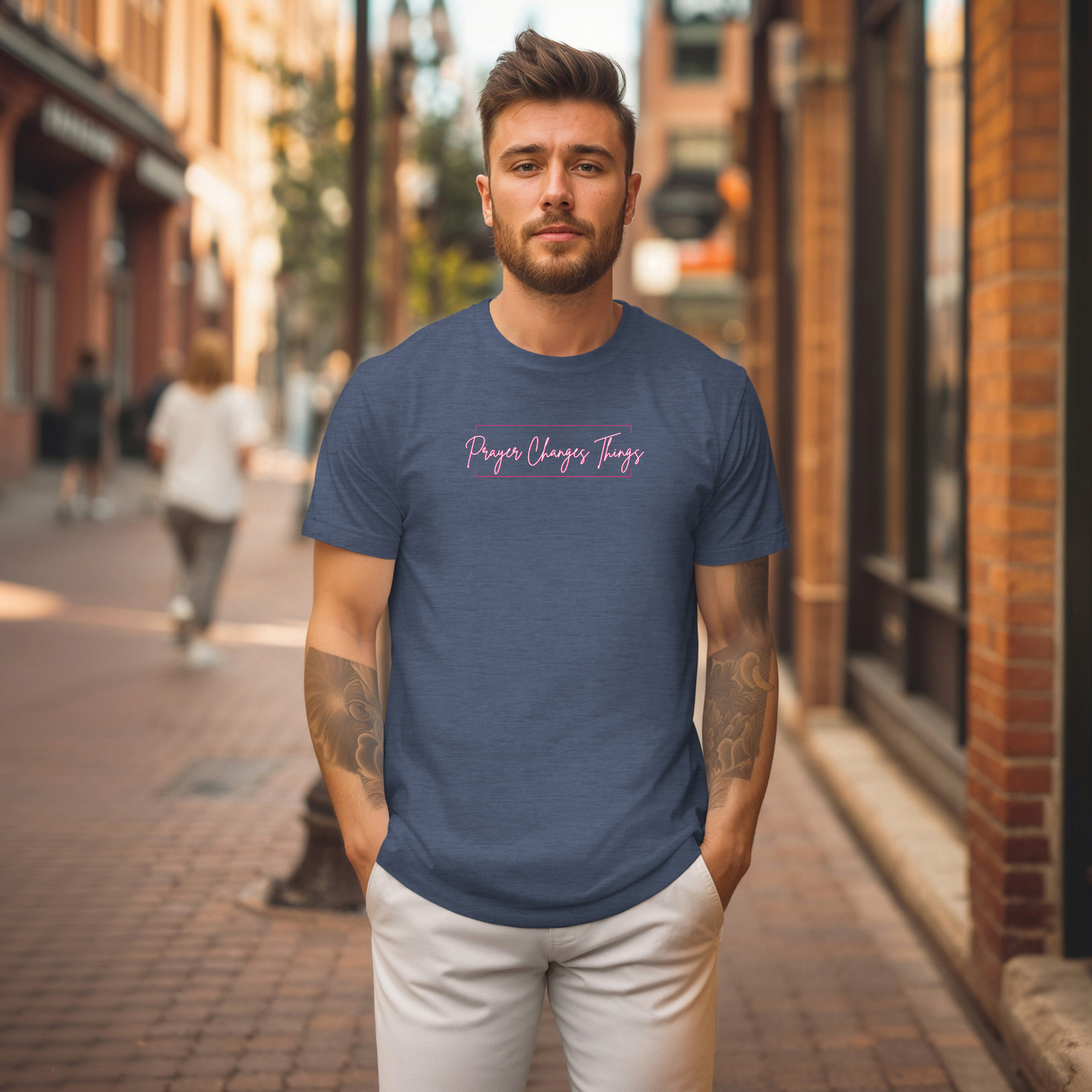 Calligraphy Casual "Prayer Changes Things" - Inspirational Unisex T-Shirt