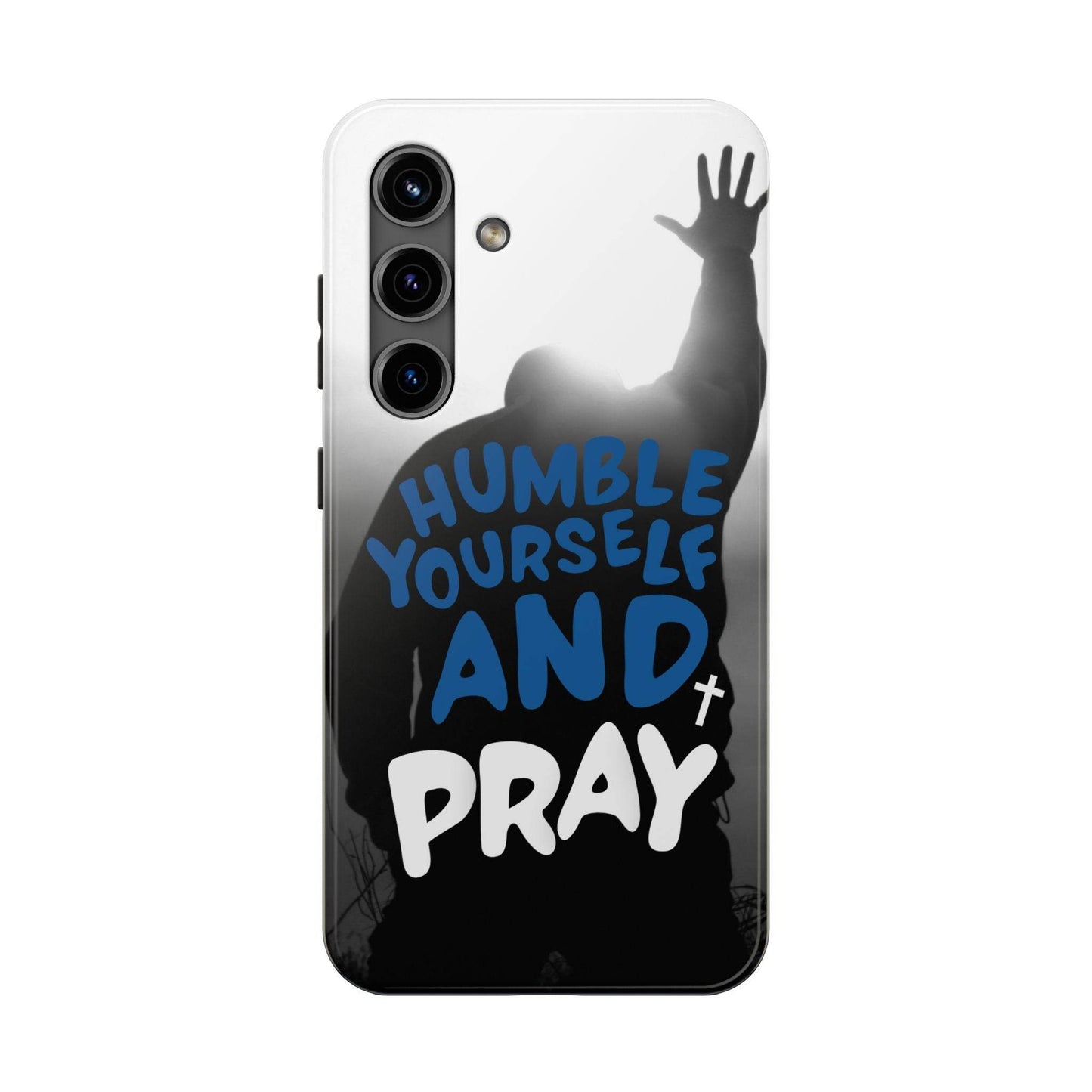 Humble Yourself and Pray Phone Case – Bold Blue Spiritual Design - Harmony + Hope