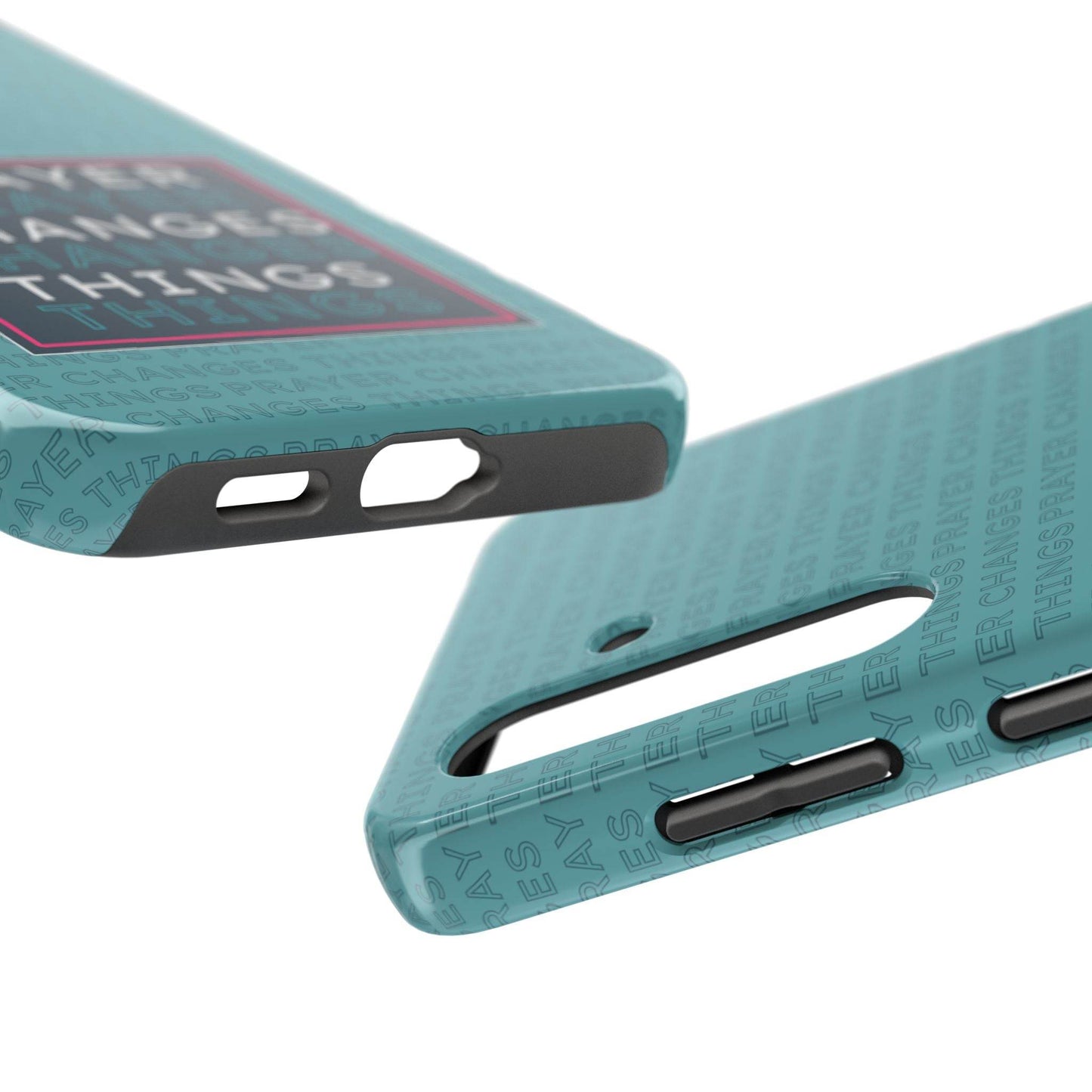 Prayer Changes Things Phone Case – Teal Blue Faith Design - Harmony + Hope