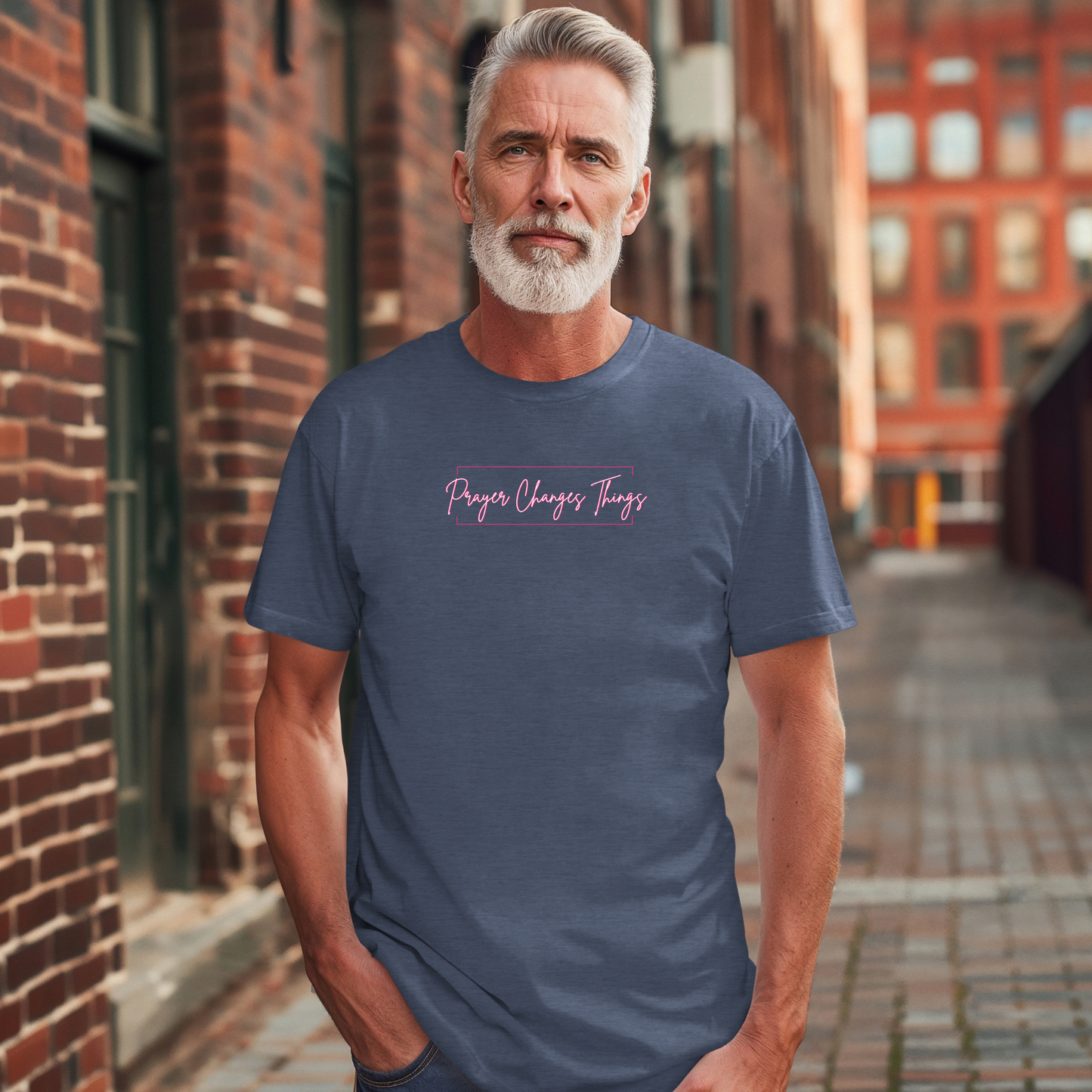 Calligraphy Casual "Prayer Changes Things" - Inspirational Unisex T-Shirt