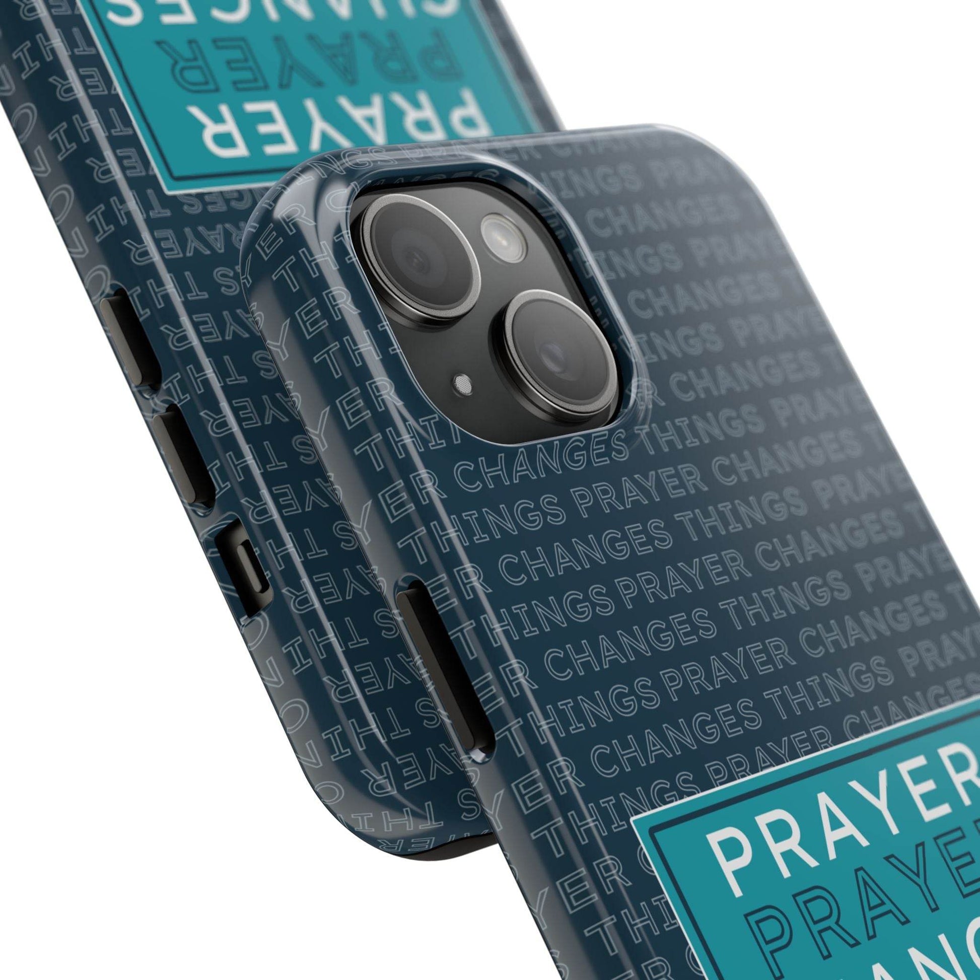 Prayer Changes Things Phone Case – Navy Blue Faith Design - Harmony + Hope