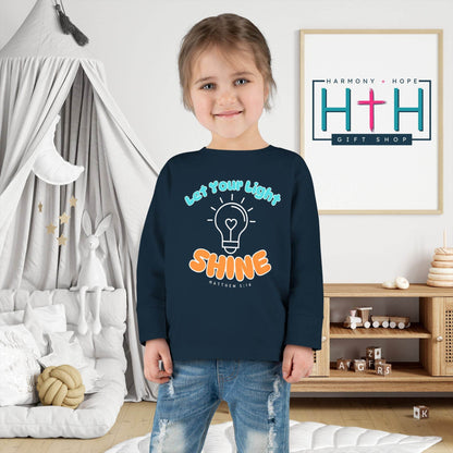 Let Your Light Shine – Kids' Long Sleeve Tee (Matthew 5:16) - Harmony + Hope