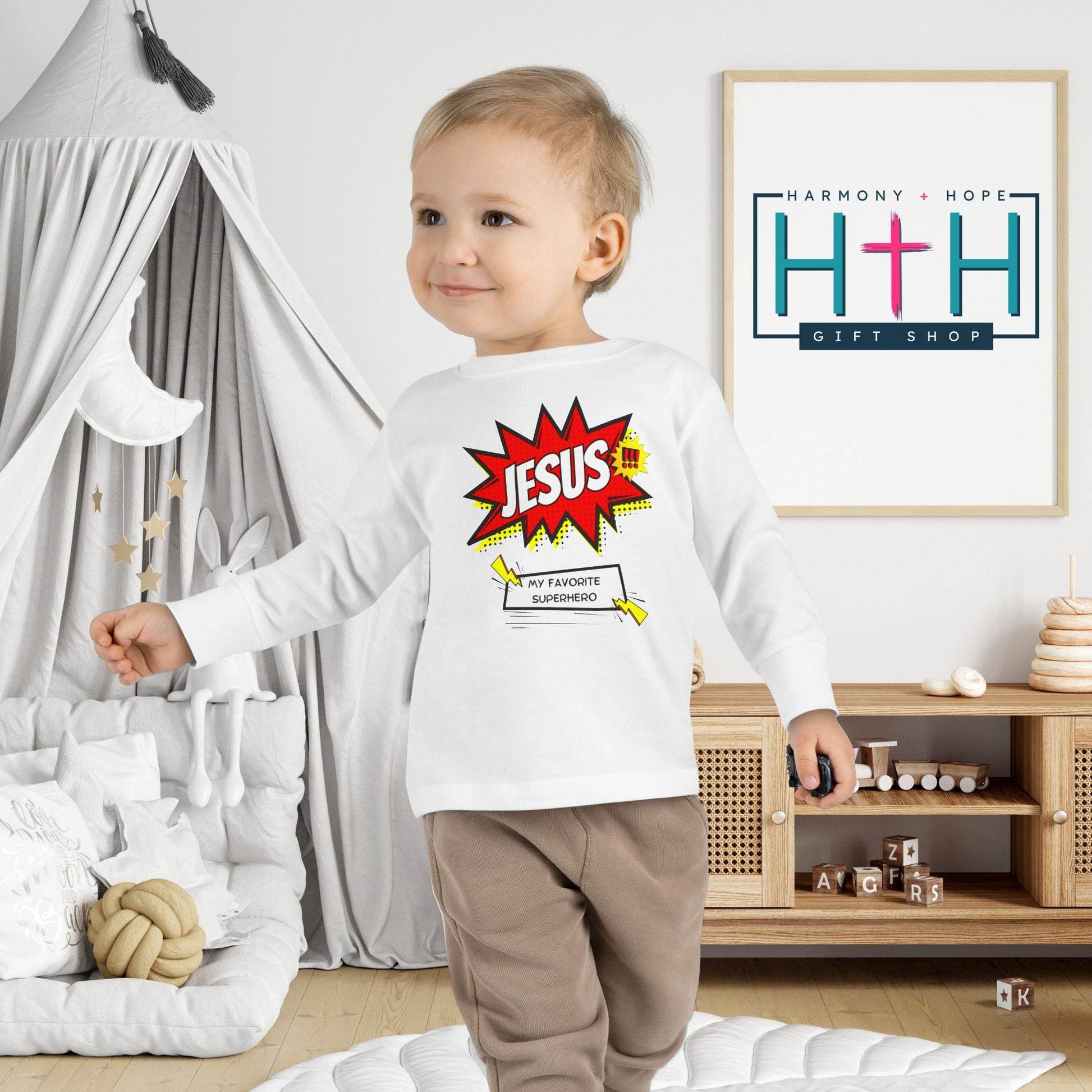 Jesus: My Favorite Superhero – Comic Book Style Toddler Tee - Harmony + Hope