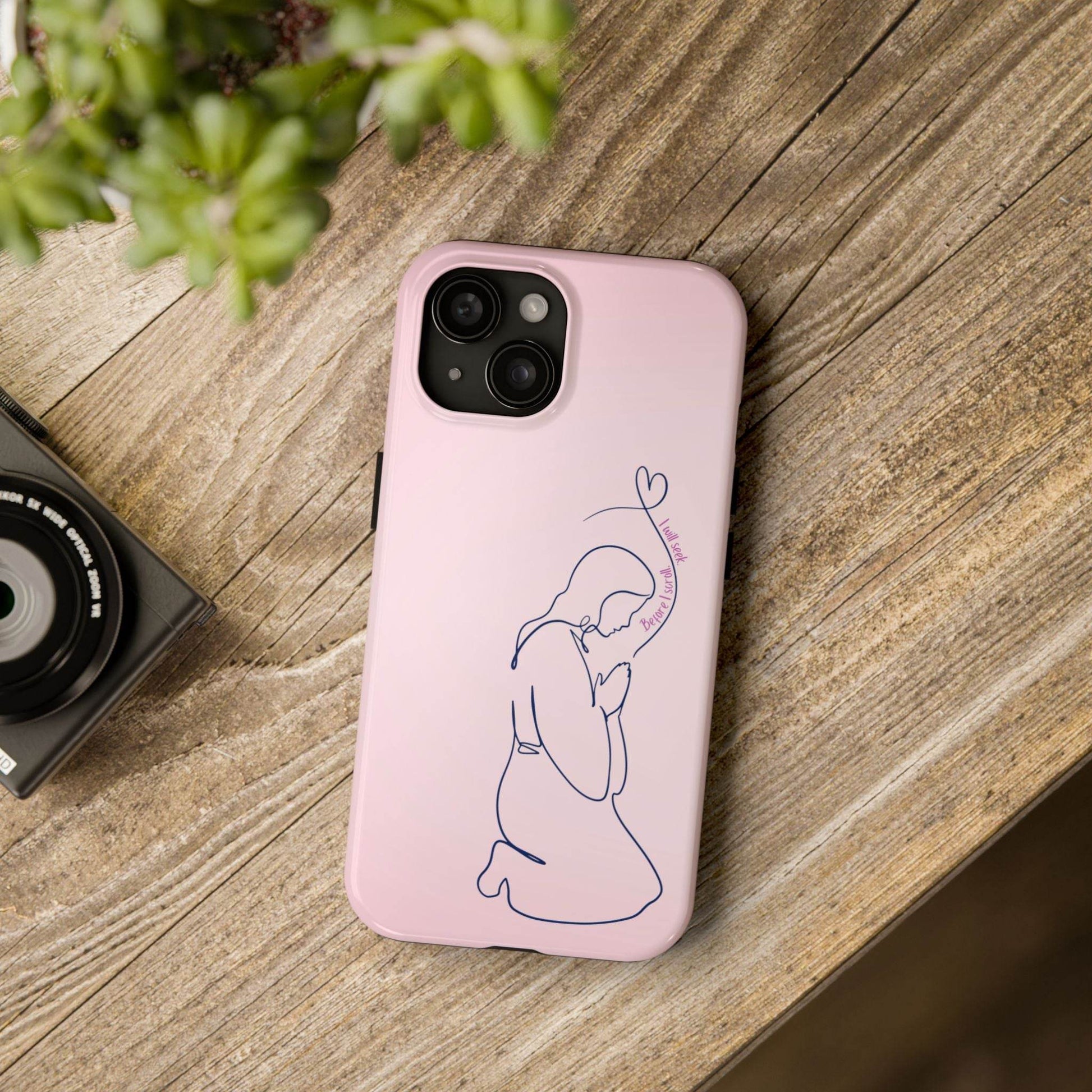 Before I Scroll, I Will Seek Phone Case – Light Pink Christian Cover - Harmony + Hope