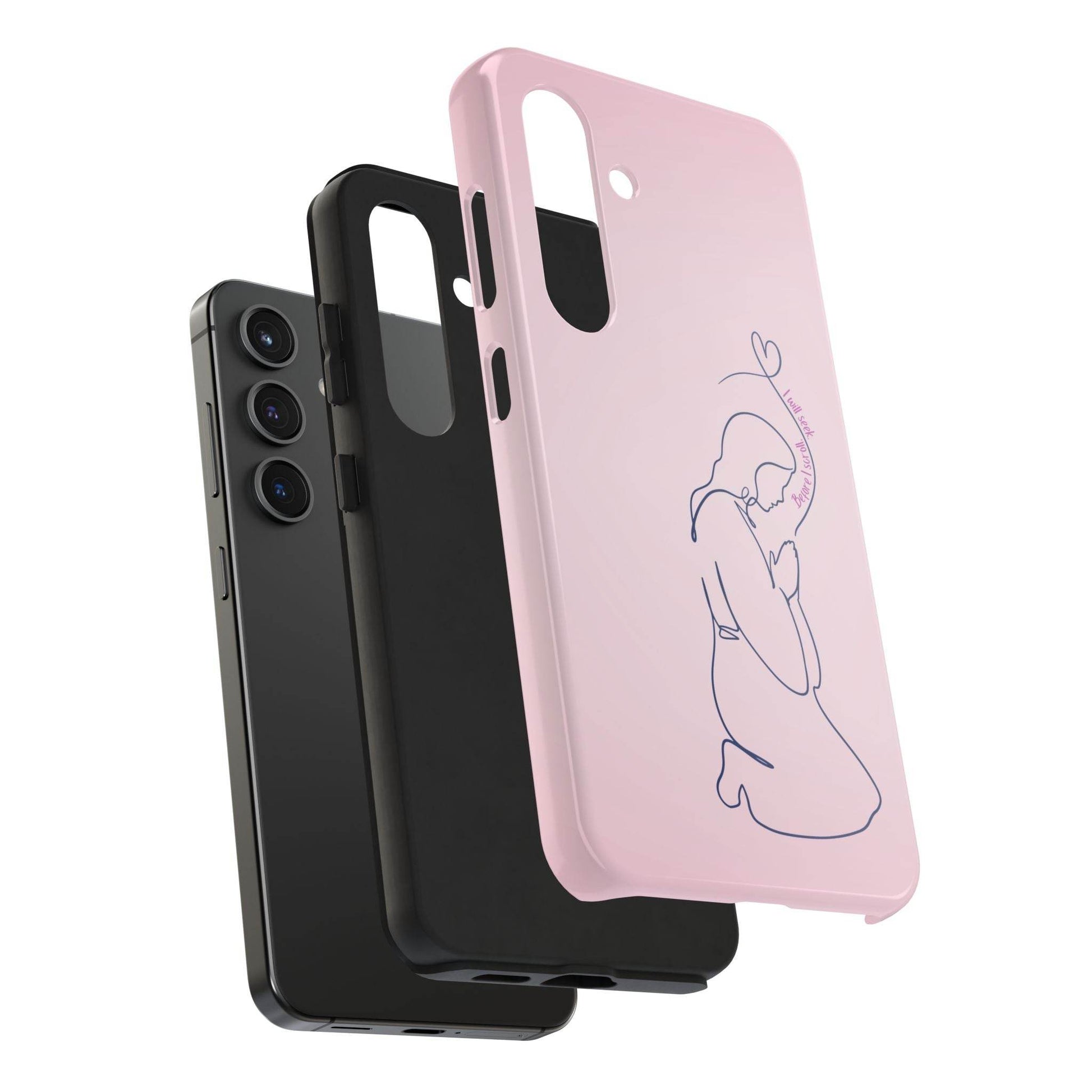Before I Scroll, I Will Seek Phone Case – Light Pink Christian Cover - Harmony + Hope