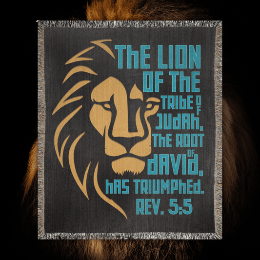 Lion of Judah – Revelation 5:5 Woven Blanket (Black & Gold) - Harmony + Hope
