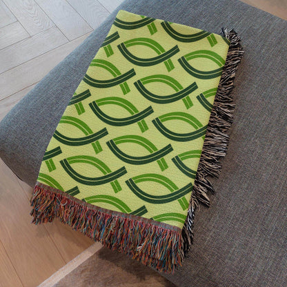 Go and Make Disciples – Jesus Fish Woven Blanket (Bright Green) - Harmony + Hope