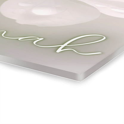 Emunah – Hebrew Faith Acrylic Wall Art with Dewy Floral Design - Harmony + Hope
