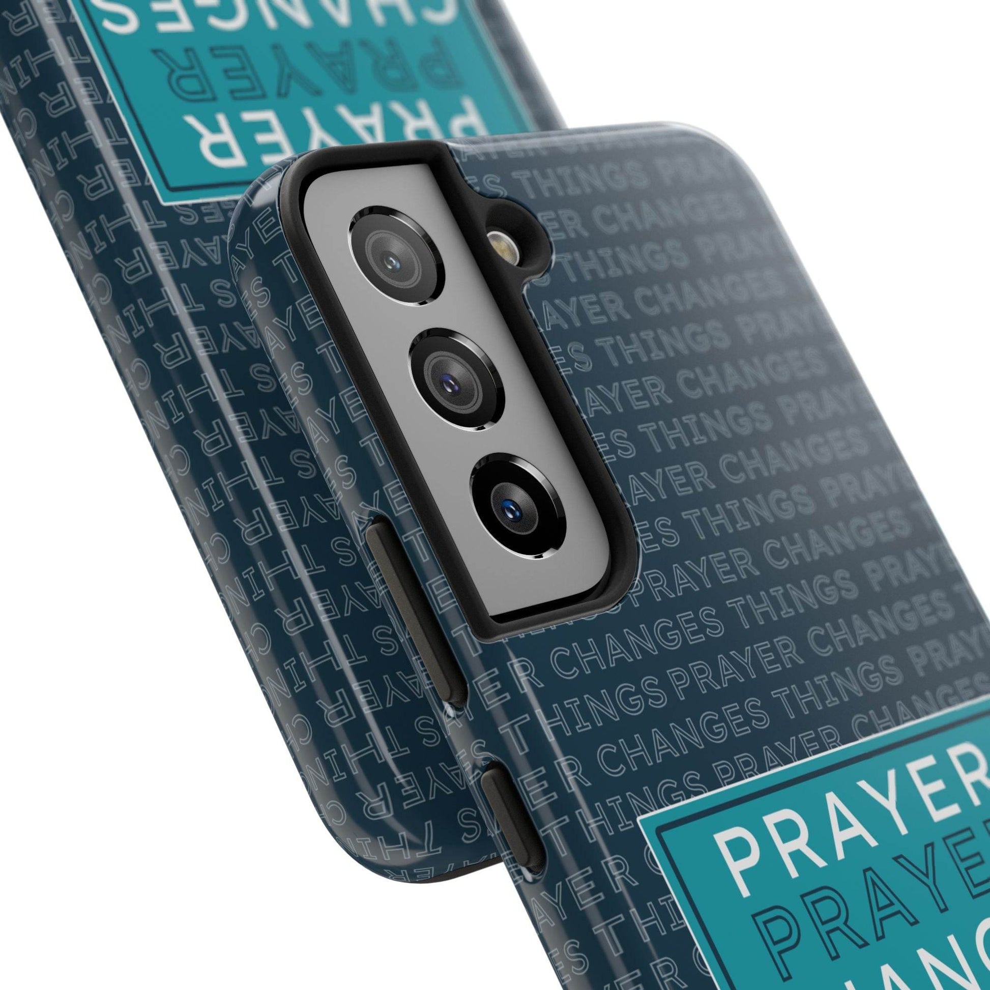 Prayer Changes Things Phone Case – Navy Blue Faith Design - Harmony + Hope
