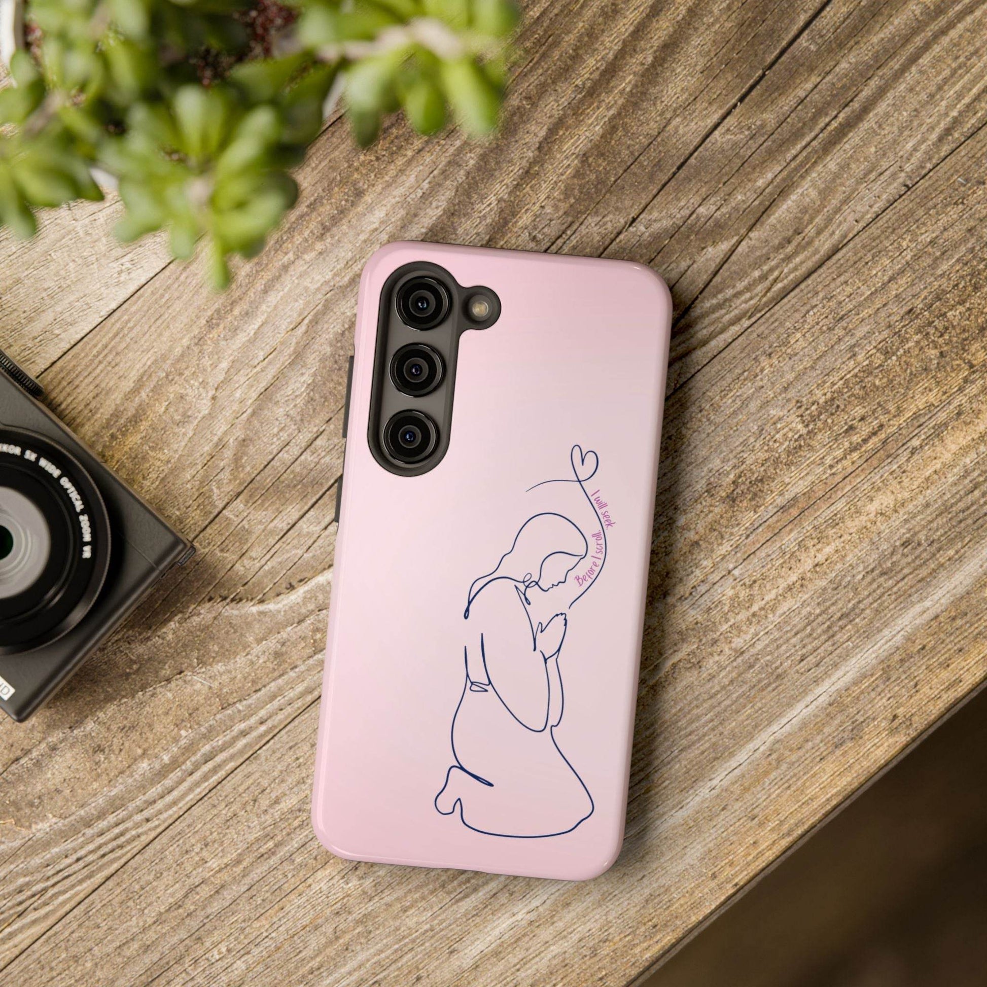 Before I Scroll, I Will Seek Phone Case – Light Pink Christian Cover - Harmony + Hope