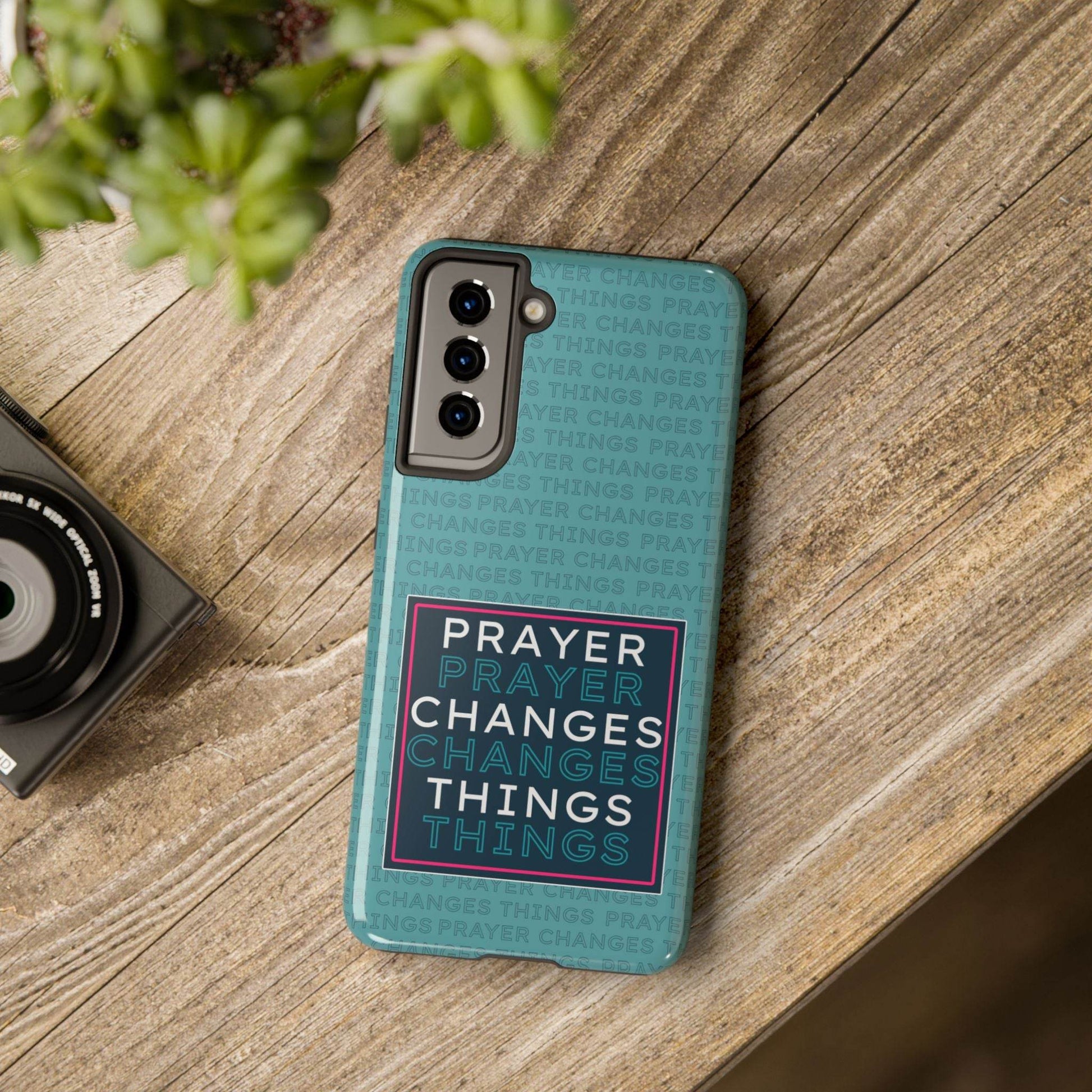 Prayer Changes Things Phone Case – Teal Blue Faith Design - Harmony + Hope