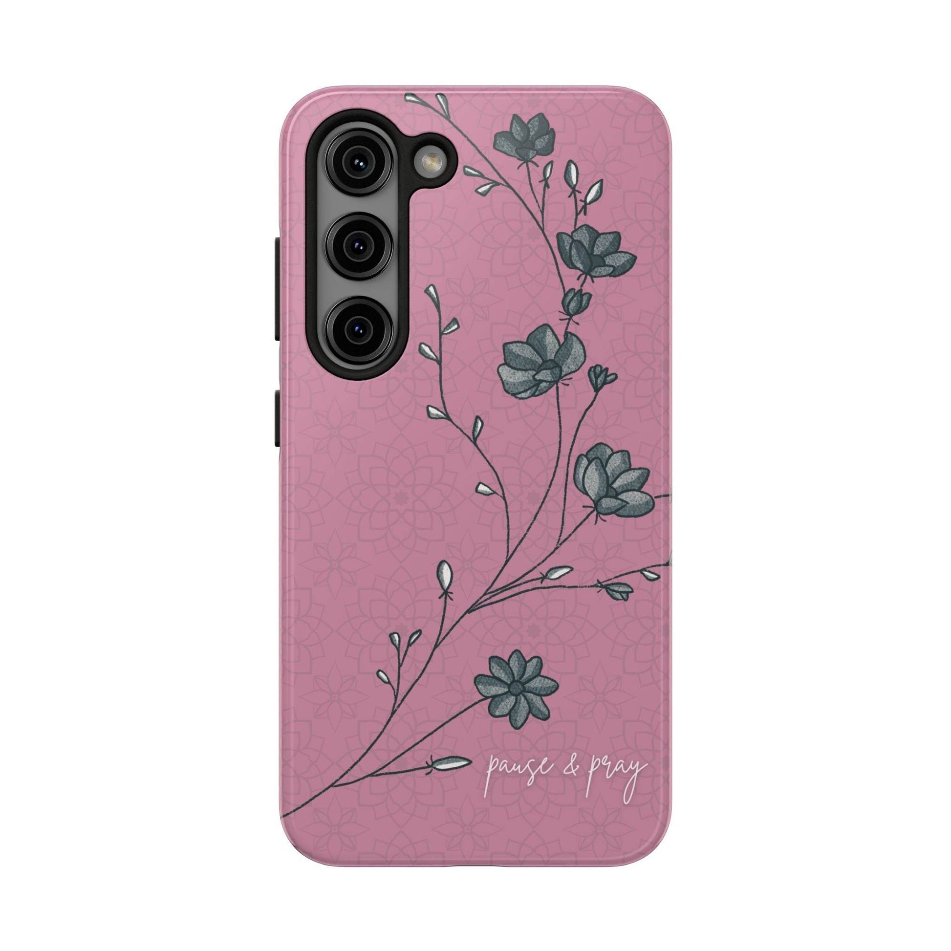 Pause & Pray Phone Case – Mauve Floral Reminder - Harmony + Hope