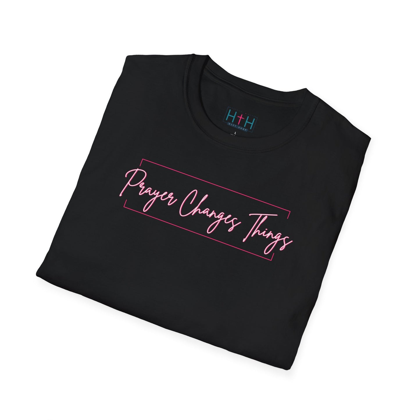 Calligraphy Casual "Prayer Changes Things" - Inspirational Unisex T-Shirt