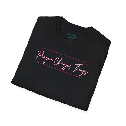 Calligraphy Casual "Prayer Changes Things" - Inspirational Unisex T-Shirt