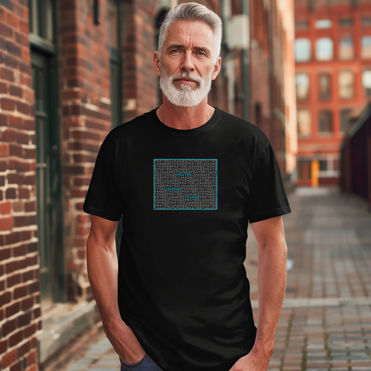 Word Cloud Design "Prayer Changes Things" - Inspirational Unisex T-Shirt