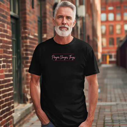 Calligraphy Casual "Prayer Changes Things" - Inspirational Unisex T-Shirt