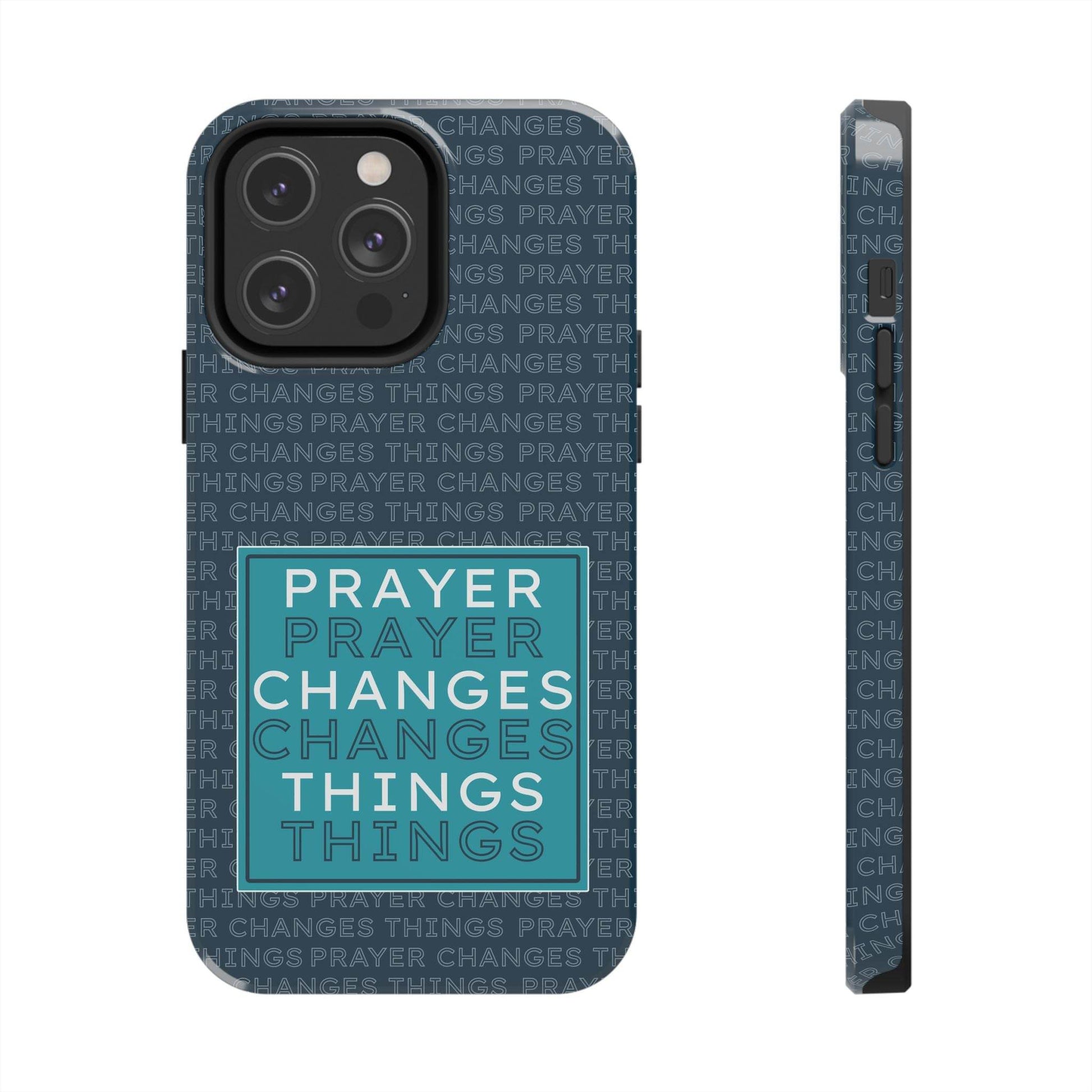 Prayer Changes Things Phone Case – Navy Blue Faith Design - Harmony + Hope