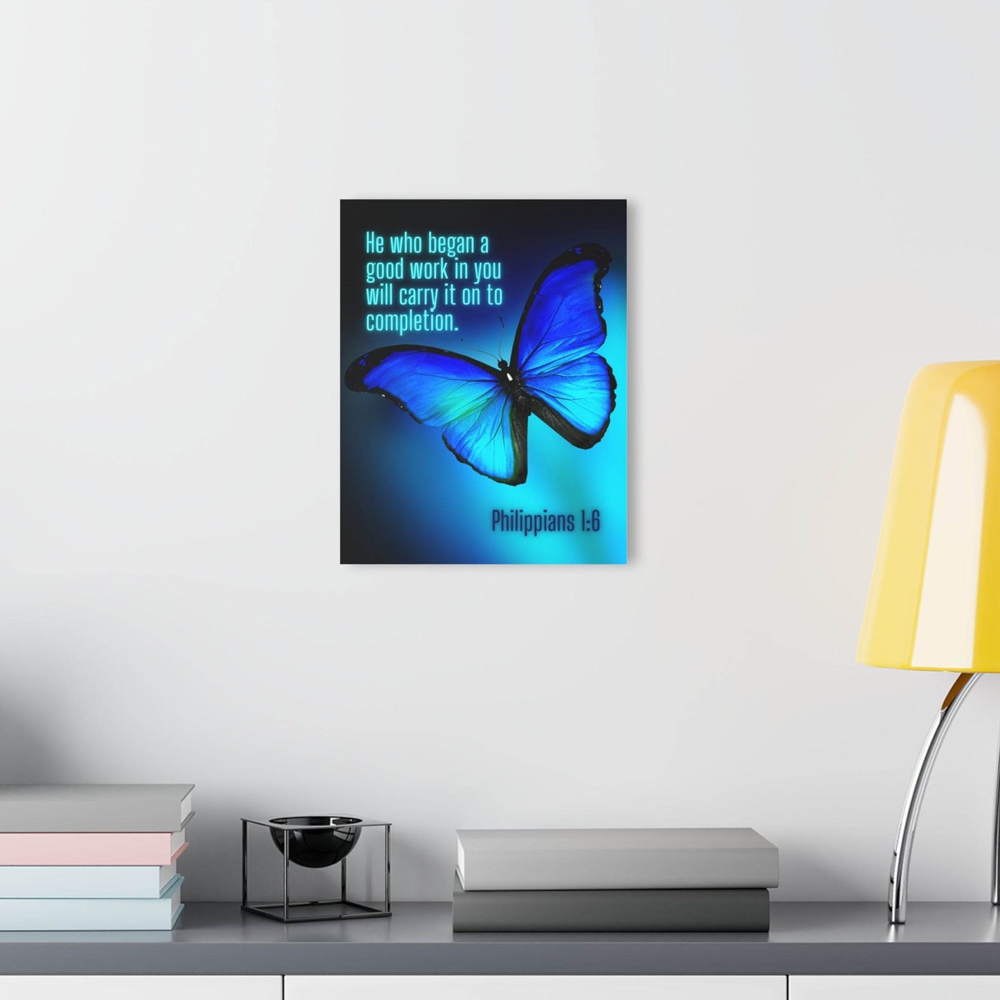 He Who Began a Good Work – Butterfly Acrylic Wall Art (Philippians 1:6) - Harmony + Hope