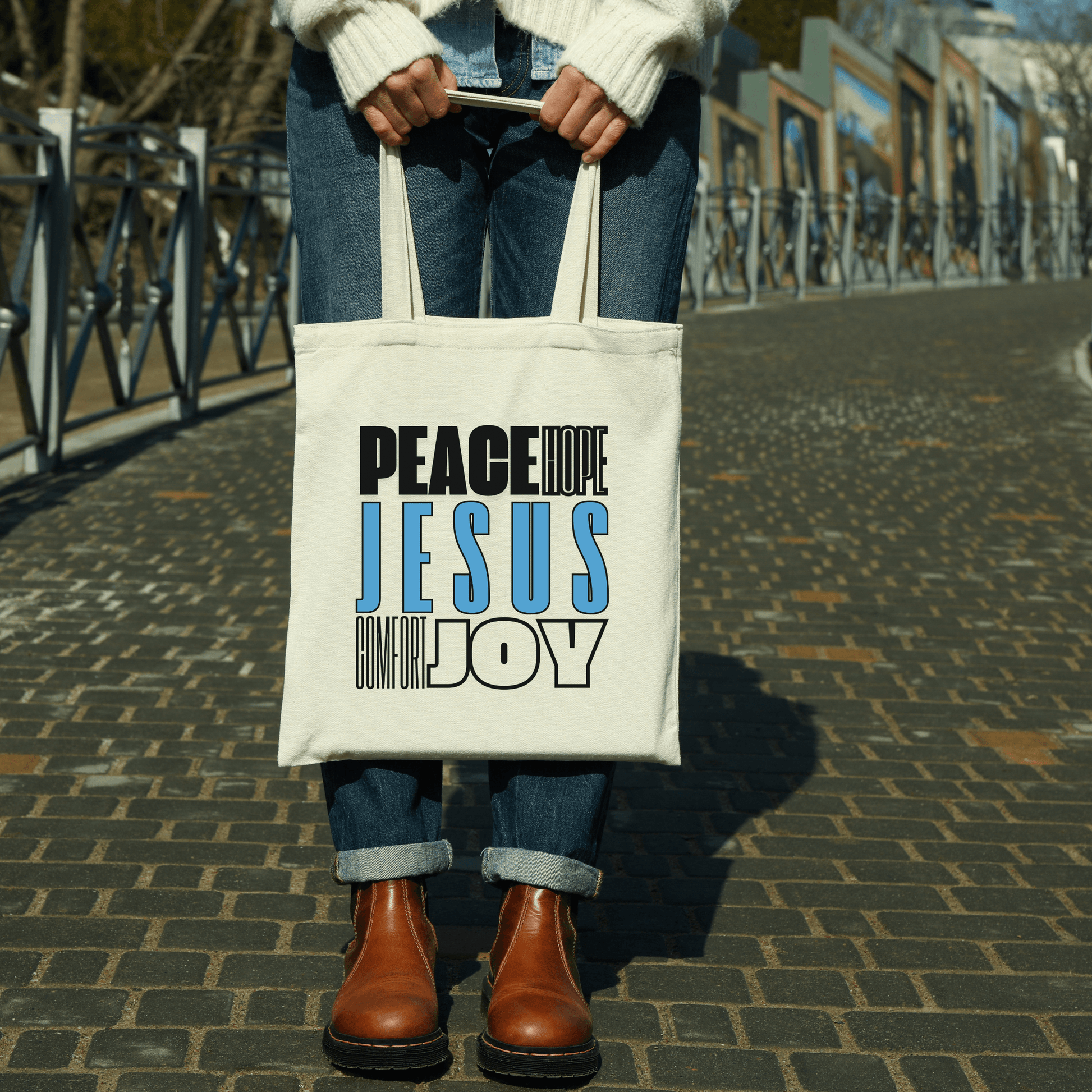 Jesus Canvas Tote Bag – Natural or Black Faith Tote - Harmony + Hope