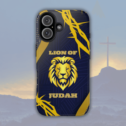 Majesty & Mercy Inspirational Phone Case – Gold Lion & Crown of Thorns - Harmony + Hope