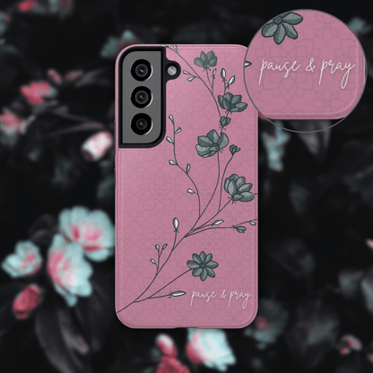 Pause & Pray Phone Case – Mauve Floral Reminder - Harmony + Hope